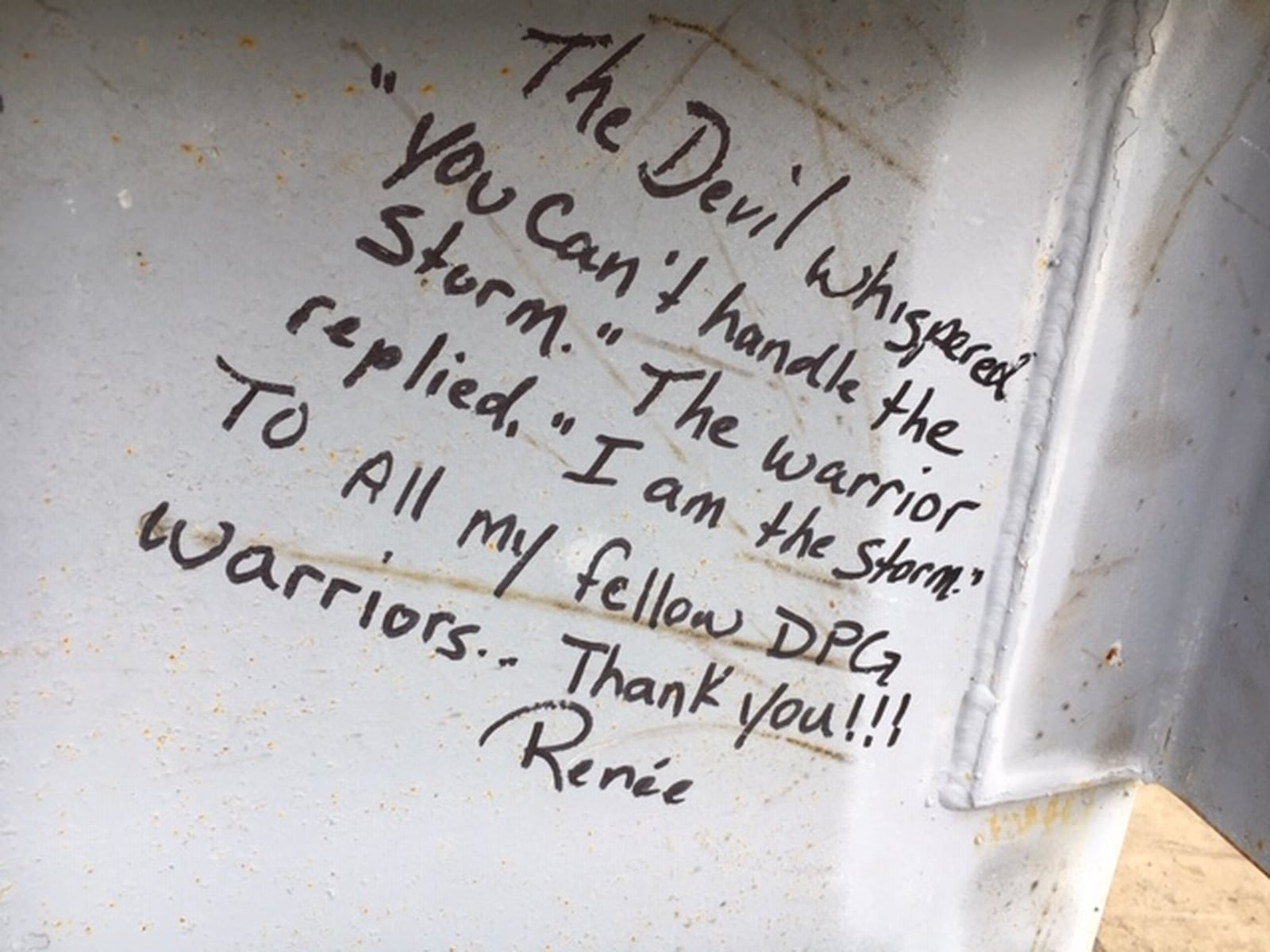 Earlier in October, Dayton Phoenix Group employees signed a steel beam to be used in the rebuilding of the company’s Kuntz Road plant, which was devastated in the Memorial Day tornado outbreak. THOMAS GNAU/STAFF