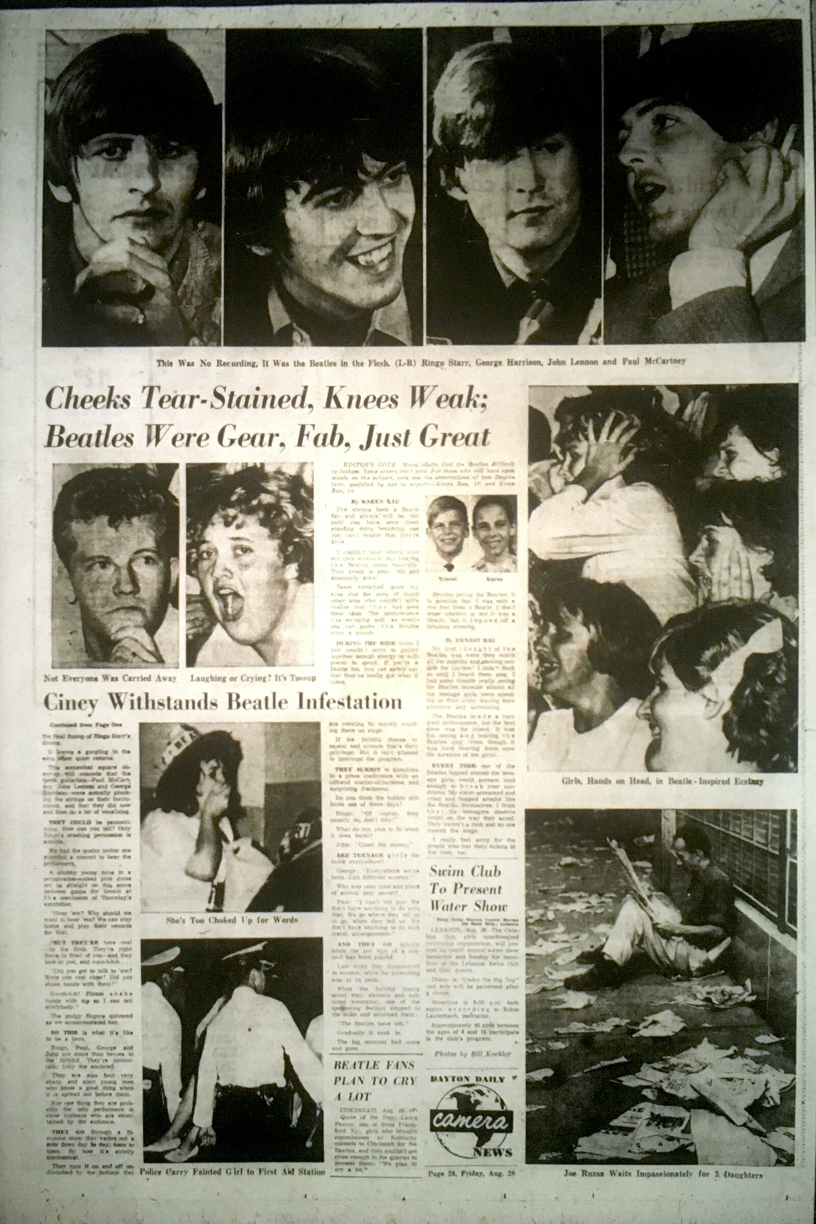 The Dayton Daily News ran a stories and a page of photographs of the Beatles concert held Aug. 27, 1964 at Cincinnati Gardens. DAYTON DAILY NEWS ARCHIVE