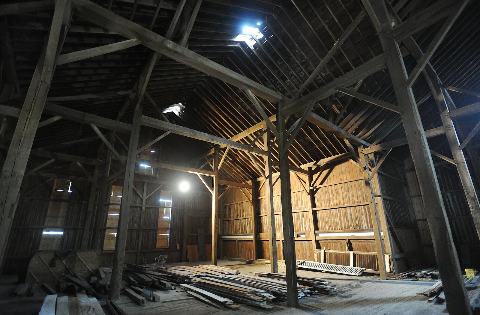 Inside The Bicentennial Barn on Bellefontaine Road in Huber Height. MARSHALL GORBY\STAFF