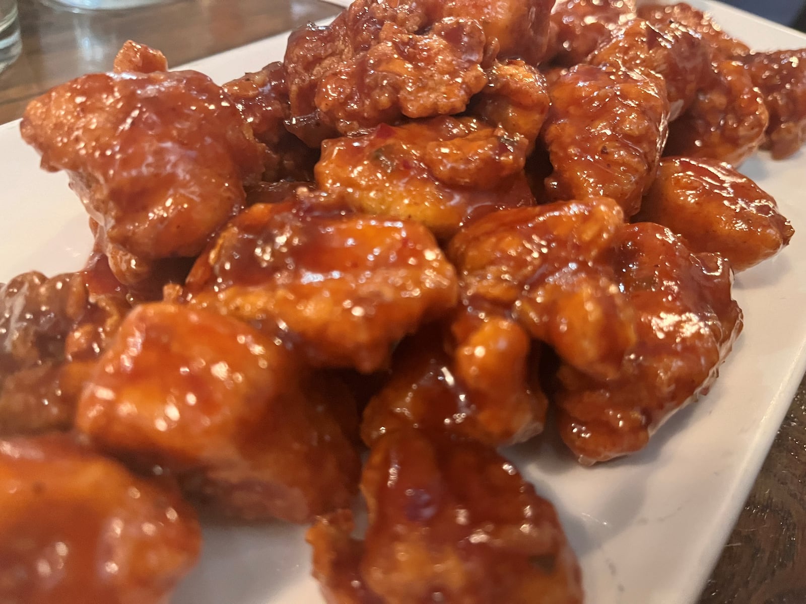 Boneless Strawberry-Jalapeno BBQ Wings from MIXX 165 in Mechanicsburg. NATALIE JONES/STAFF