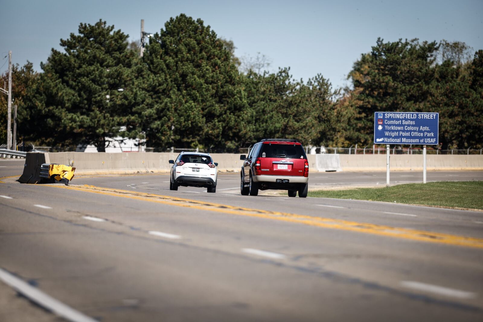 Vehicles move along Harshman Rd. near the National Museum of the United States Air Force. JIM NOELKER/STAFF