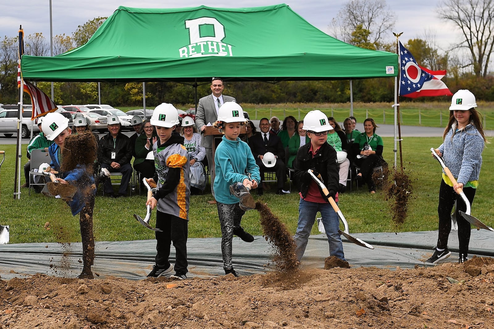 Students participate in the groundbreaking for the new Bethel Elementary School in Miami County's Bethel Twp. CONTRIBUTED