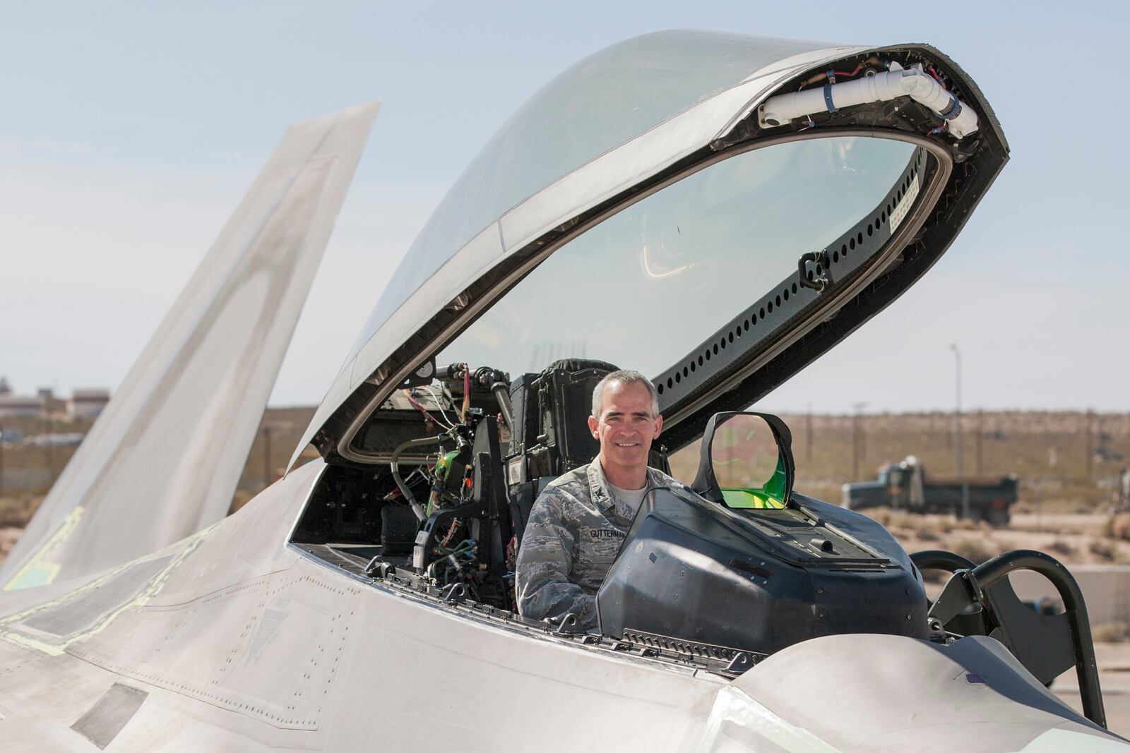 Brig. Gen. Greg Gutterman in an F-22 Raptor. He led the program office from 2012-2014 while he was a colonel. CONTRIBUTED