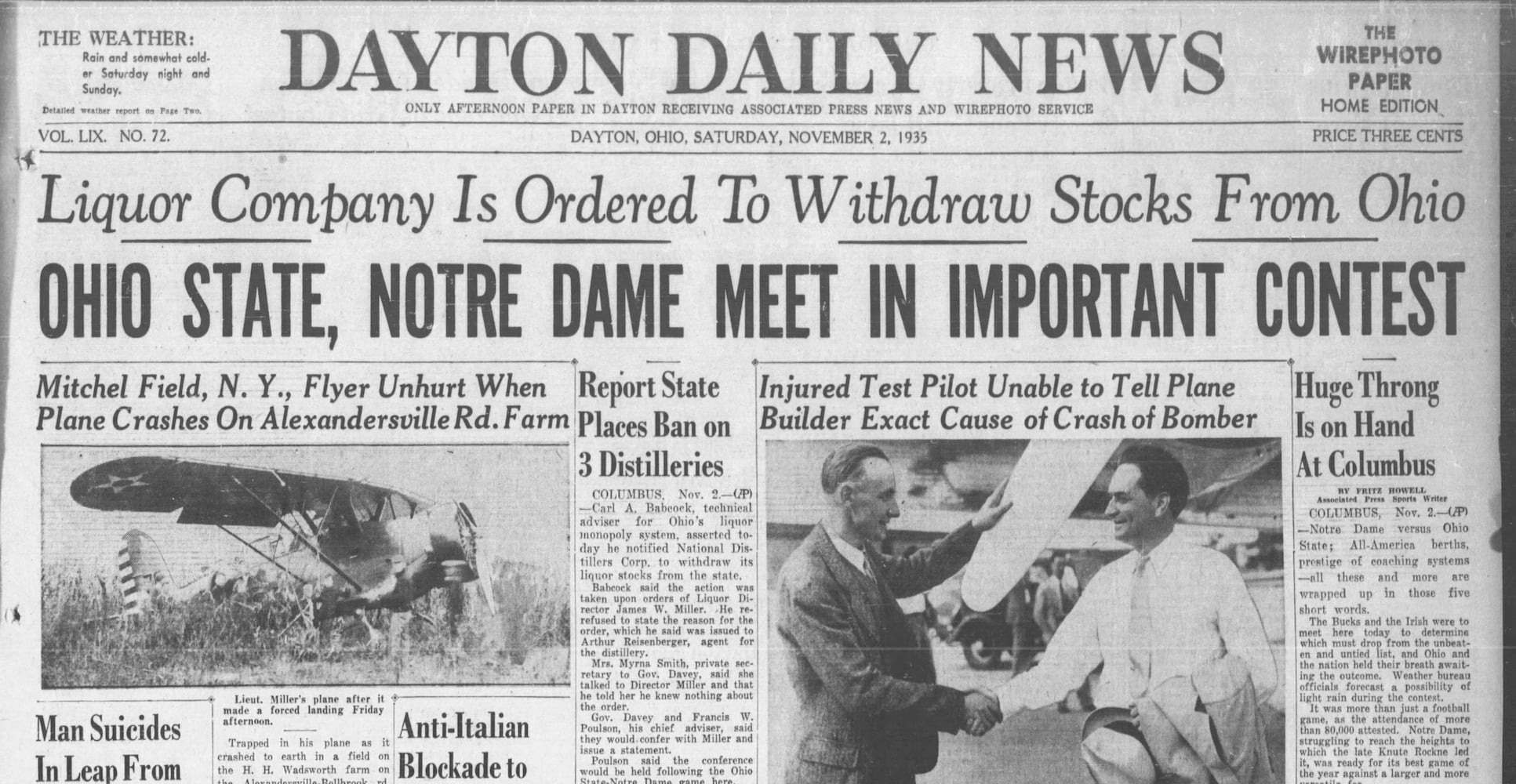 Ohio State-Notre Dame Dayton Daily News archive