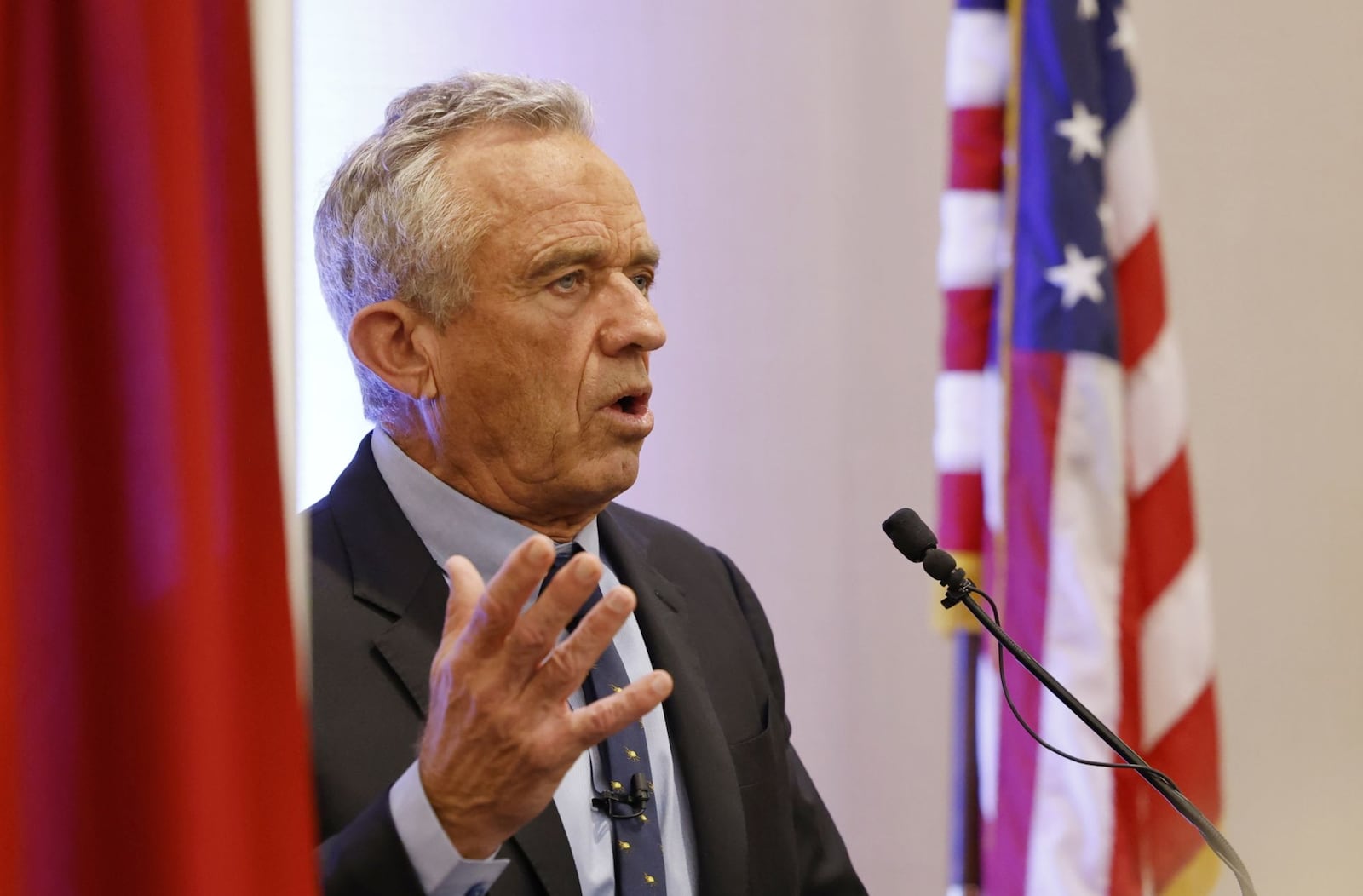 Presidential candidate Robert F. Kennedy Jr. spoke to a crowd at Marriott Cincinnati North Tuesday afternoon, Oct. 17, 2023 in West Chester Township. NICK GRAHAM/STAFF