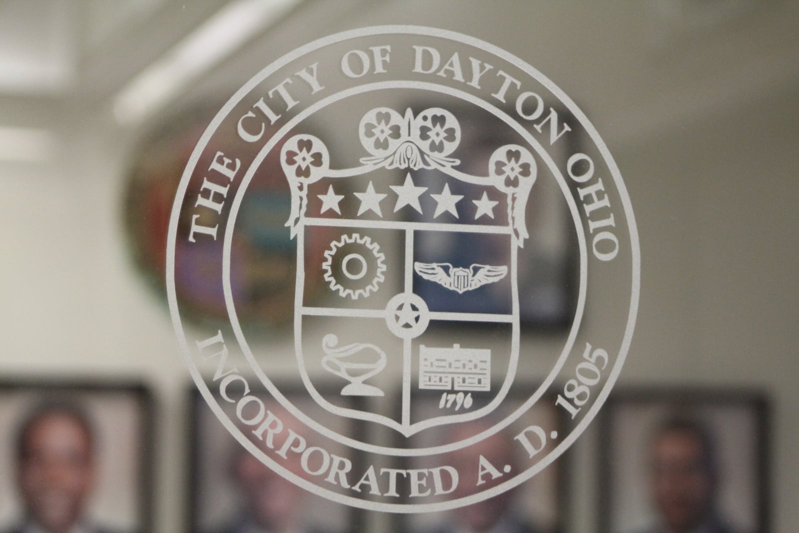 The city of Dayton seal at City Hall. CORNELIUS FROLIK / STAFF