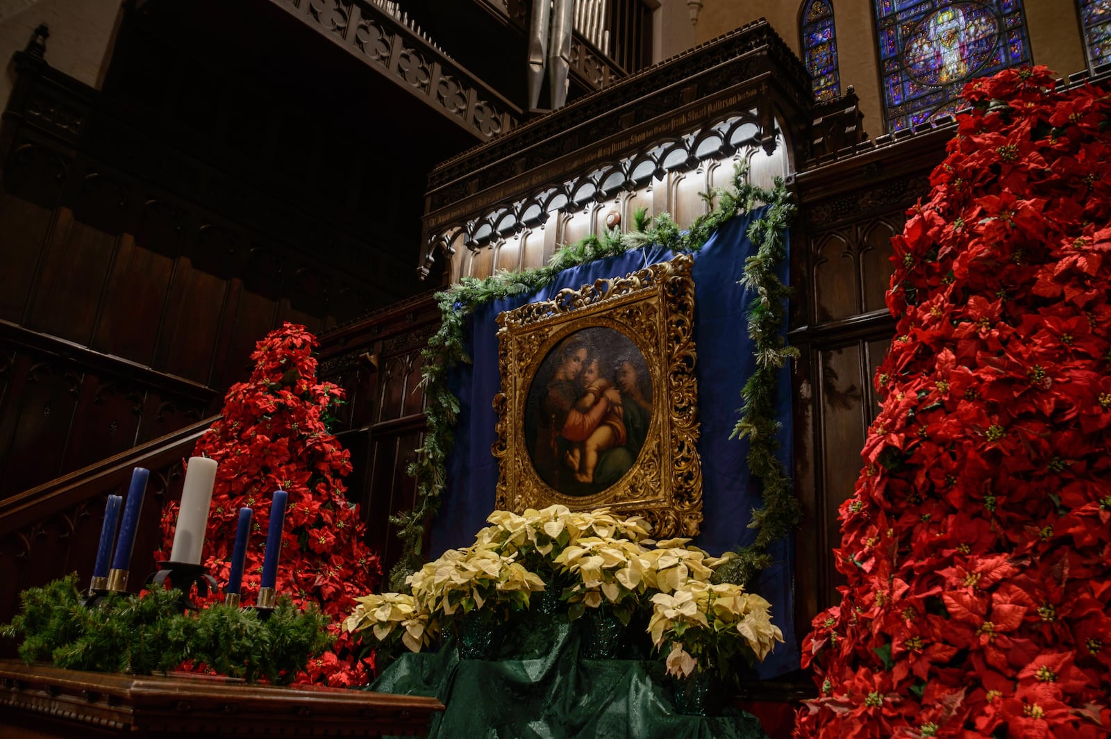 The sanctuary of the Westminster Presbyterian Church (built 1925, dedicated 1926) on the corner of First and Wilkinson Streets in downtown Dayton is currently decorated for the Christmas season. Visit westminsterdayton.org to check out the calendar of services and events at the church., December 6, 2016. PHOTO / TOM GILLIAM