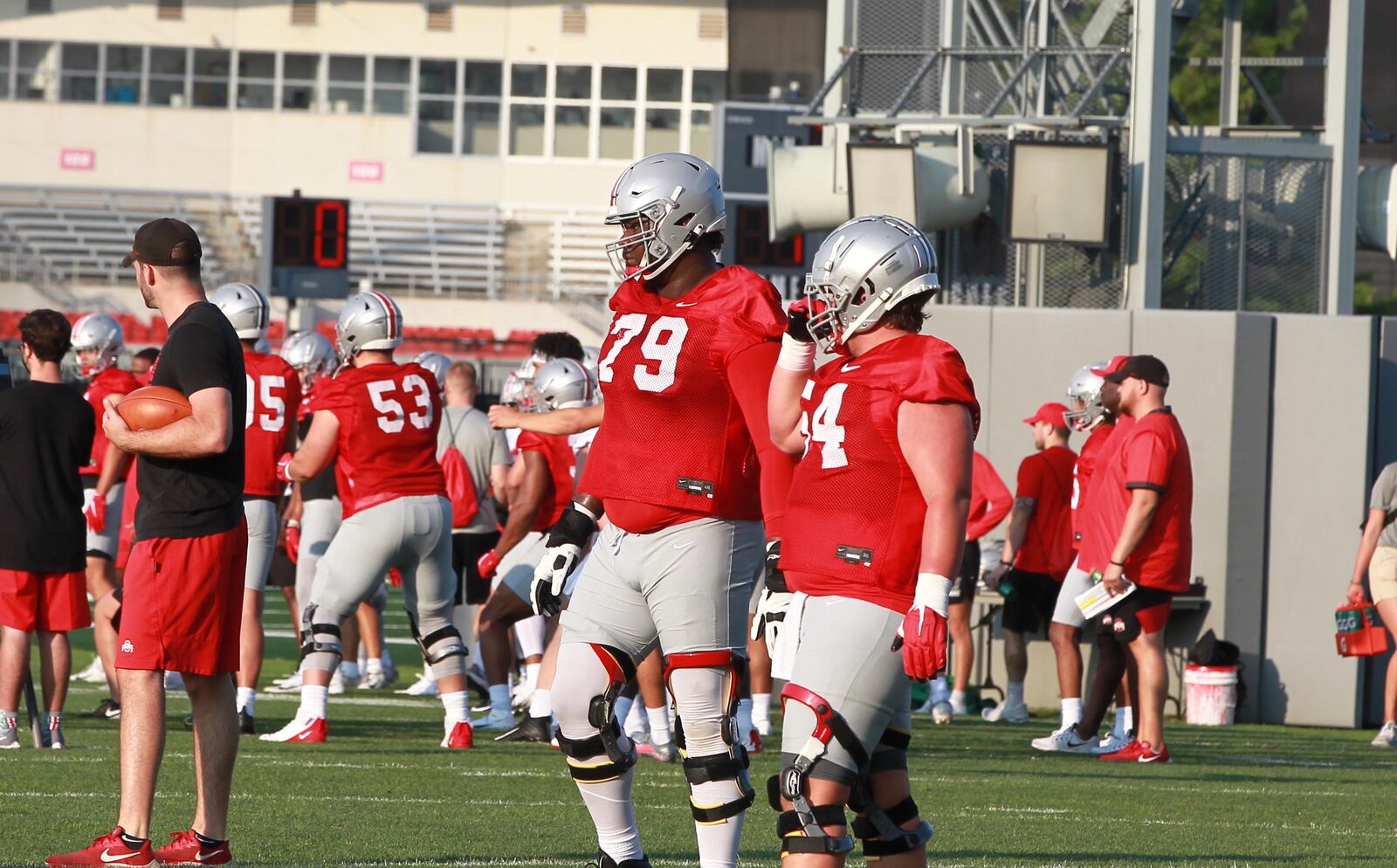 Dawand Jones (79) is an offensive lineman for the Ohio State Buckeyes