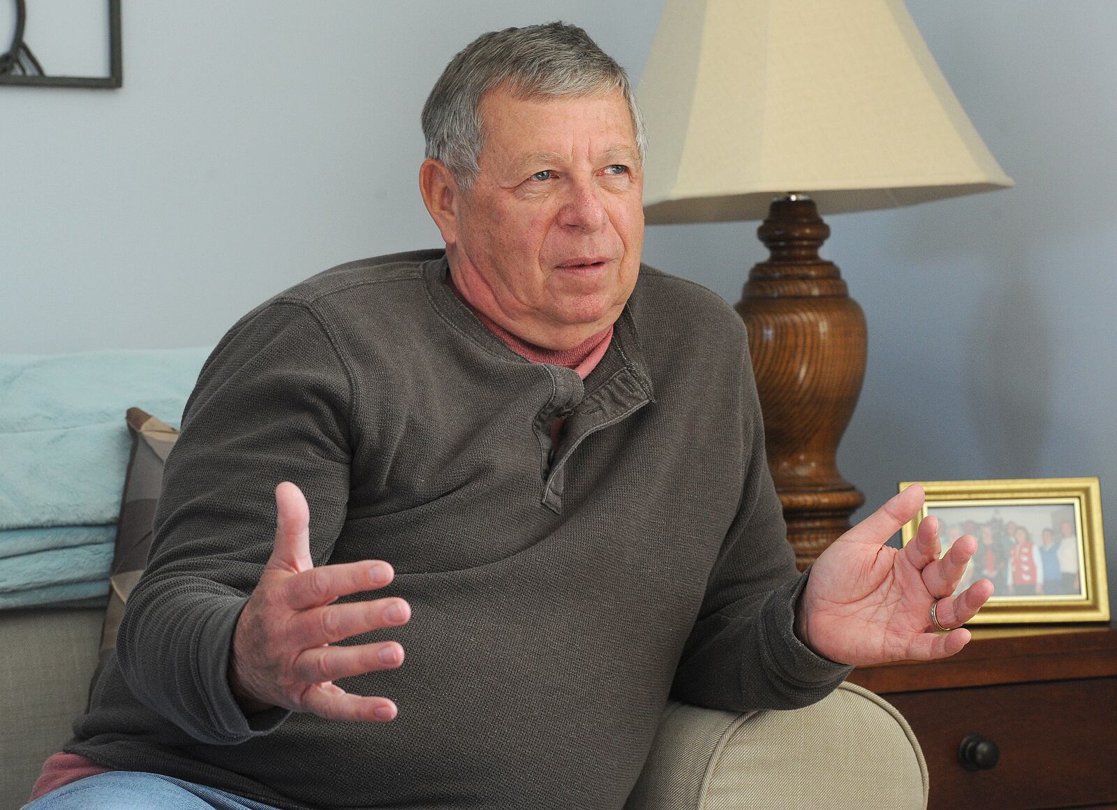 Earl Moyer, a Butler Twp., Montgomery County, resident, discuss his options for testing his well for PFAS after the potentially deadly chemicals were discovered at nearby Aullwood Audubon Farm Discovery Center.  MARSHALL GORBY\STAFF