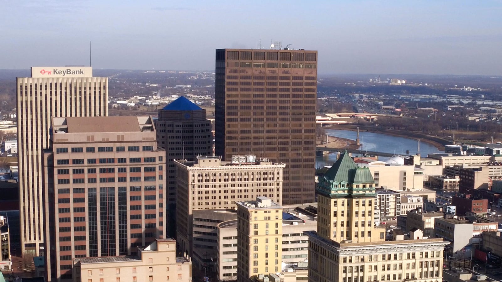 Stratacaches real estate acquisition arm, Arkham Ventures, bought Kettering Tower, center,  downtowns tallest building, for $13 million. That announcement came less than two months after the company also bought the Courthouse Plaza tower at 10 N. Ludlow St. for nearly $1.7 million.  TY GREENLEES / STAFF