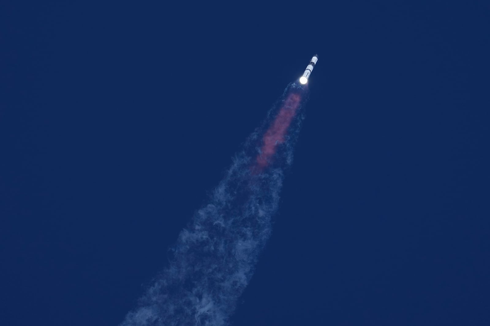 SpaceX's mega rocket Starship makes a test flight from Starbase in Boca Chica, Texas, Thursday, Jan. 16, 2025. (AP Photo/Eric Gay)