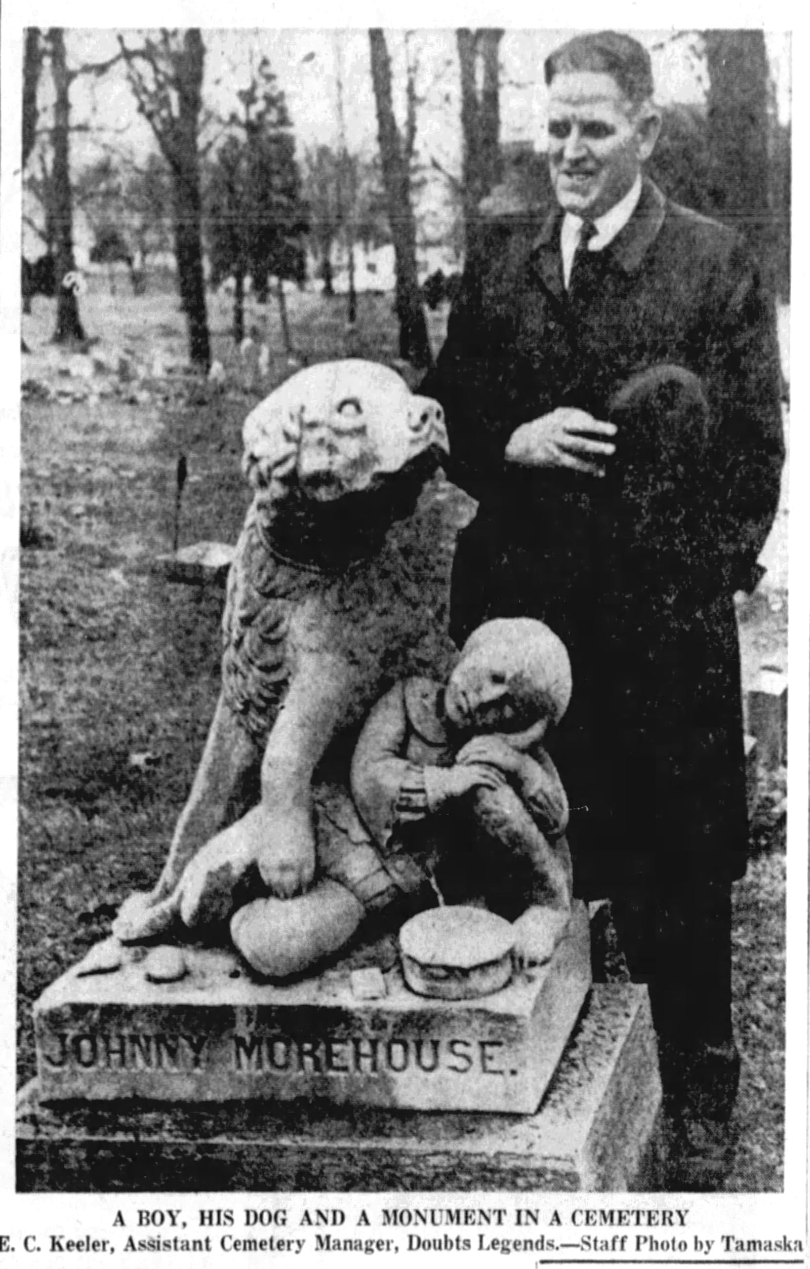 Dec. 6, 1962: Legends shroud stone boy, dog at Woodland Cemetery. DAYTON DAILY NEWS ARCHIVES