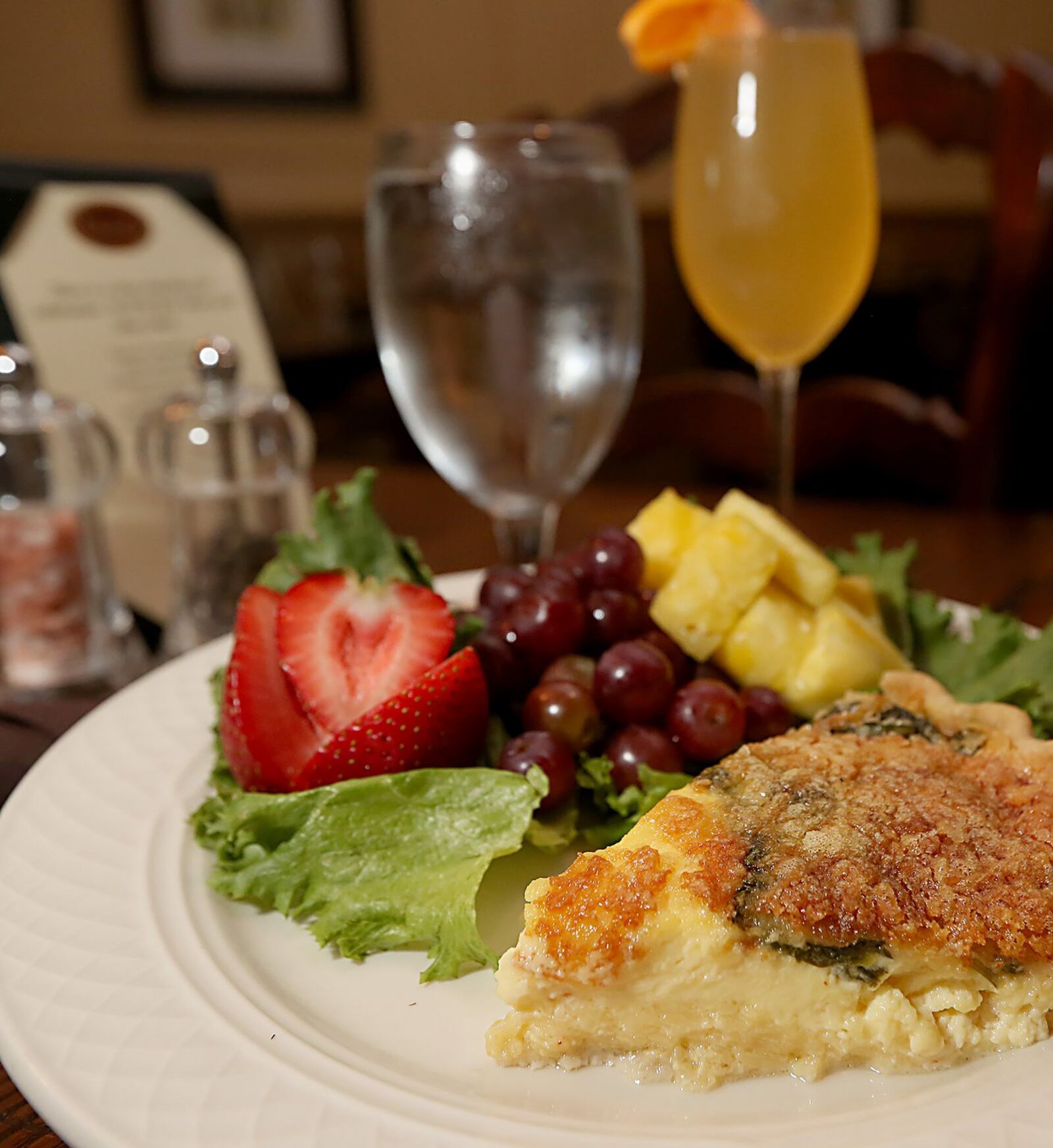 Coldwater Cafe in Tipp City is a romantic restaurant any time of day. Pictured is the quiche. CONTRIBUTED/E.L. HUBBARD