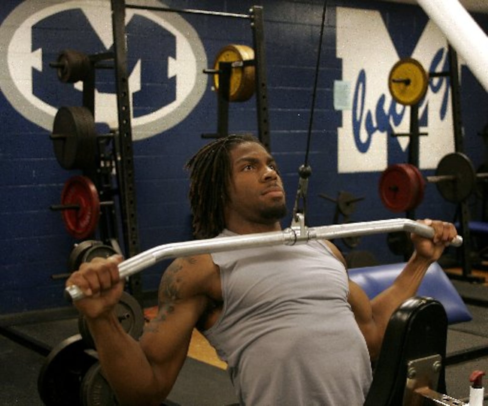 David Bruton, a senior safety for Notre Dame, comes home to the Miamisburg weight room to workout while waiting to hear of his fate as a NFL draft pick.