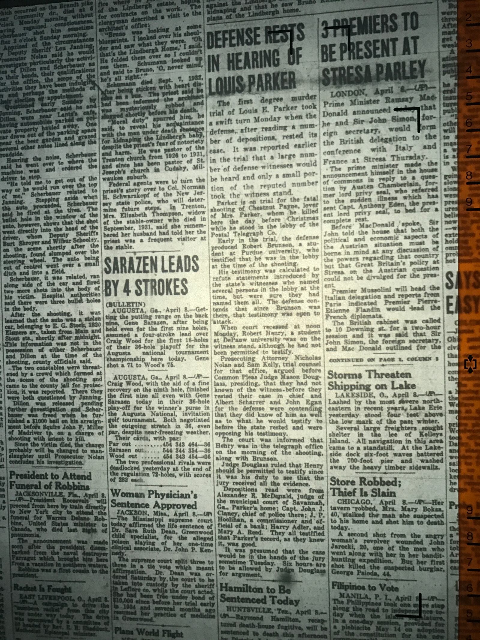 Archived Dayton Daily News articles related to the 1935 murder case of former police officer Louis E. Parker. Parker was tried for the Dec. 24, 1934 murder of Chestnut Payne, his wife's lover.