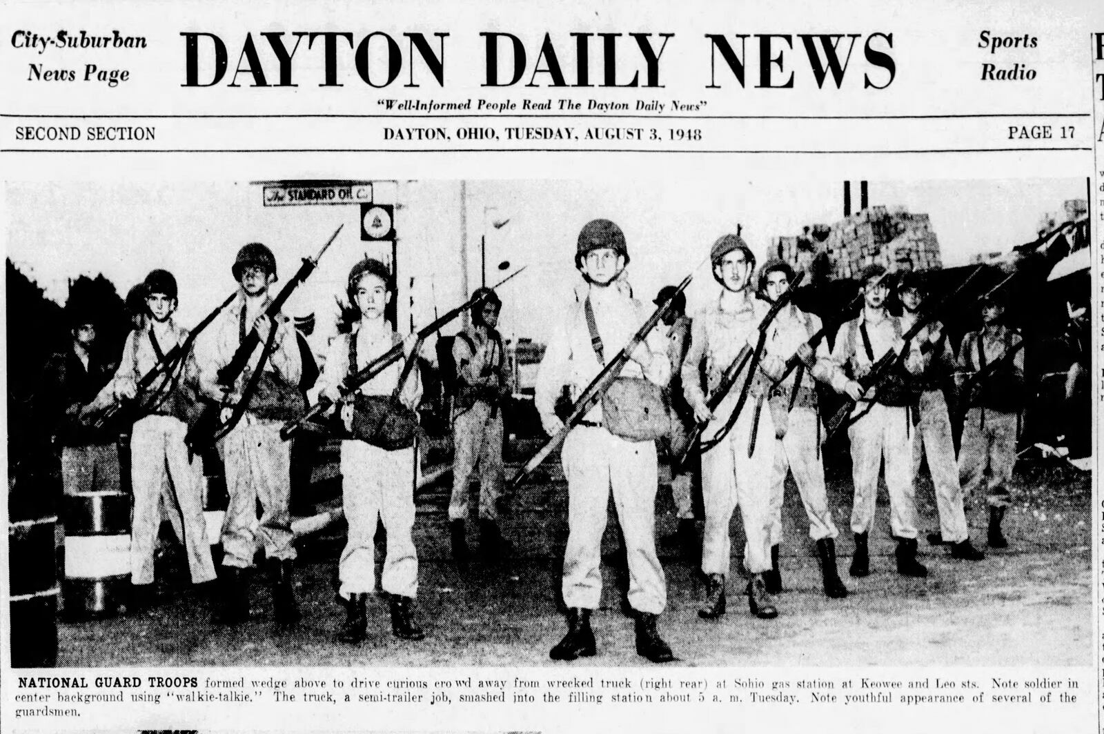 The National Guard was called in during the Univis Lens strike of 1948. DAYTON DAILY NEWS ARCHIVES