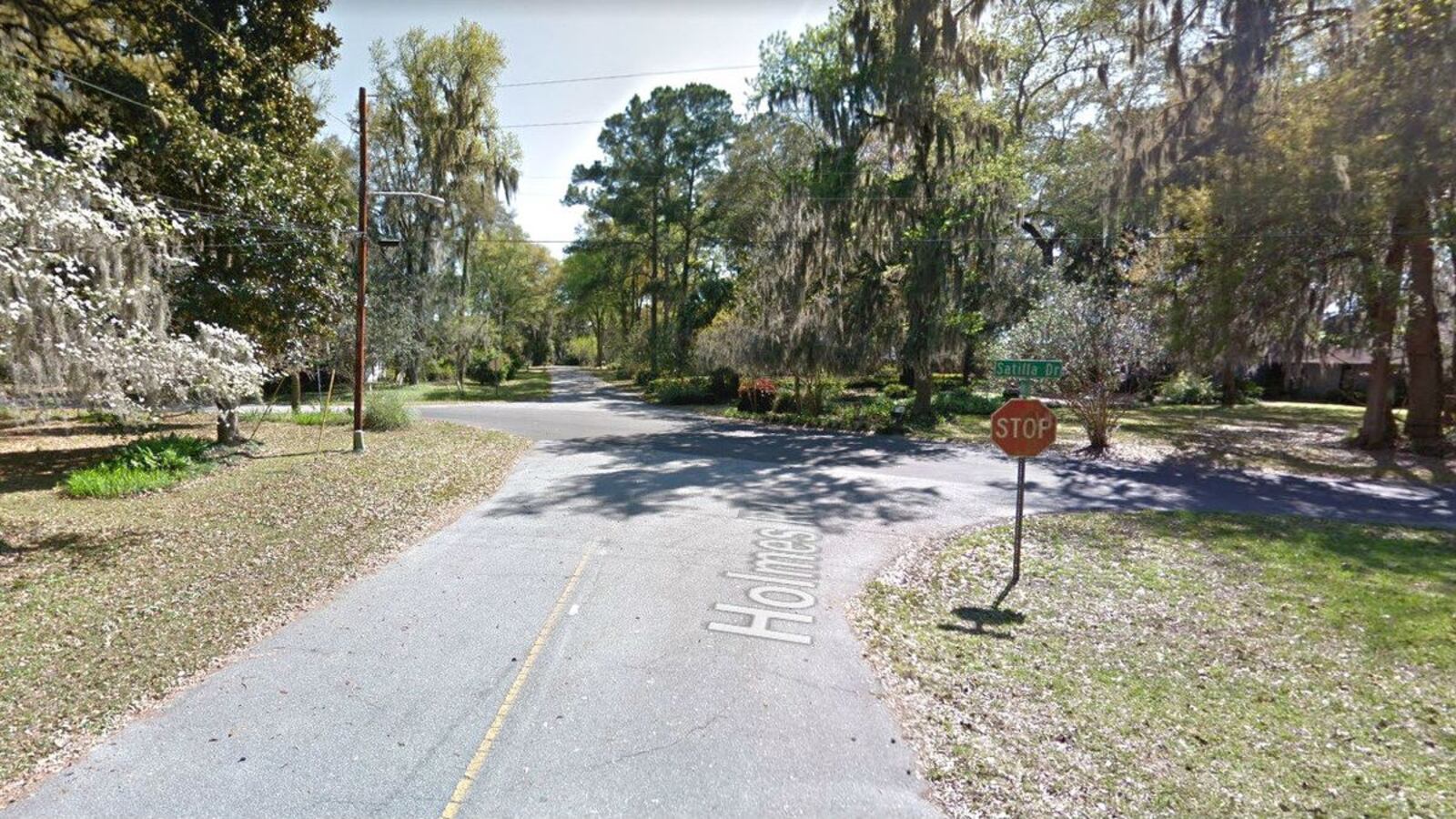 Pictured in an April 2014 Street View image is the intersection in the Satilla Shores neighborhood of Brunswick, Ga., where Ahmaud Arbery, 25, was shot and killed Feb. 23, 2020. Arbery's family said he was out for a jog when two white men who believed he was a burglar chased him and shot him in a killing caught on video. (Google)