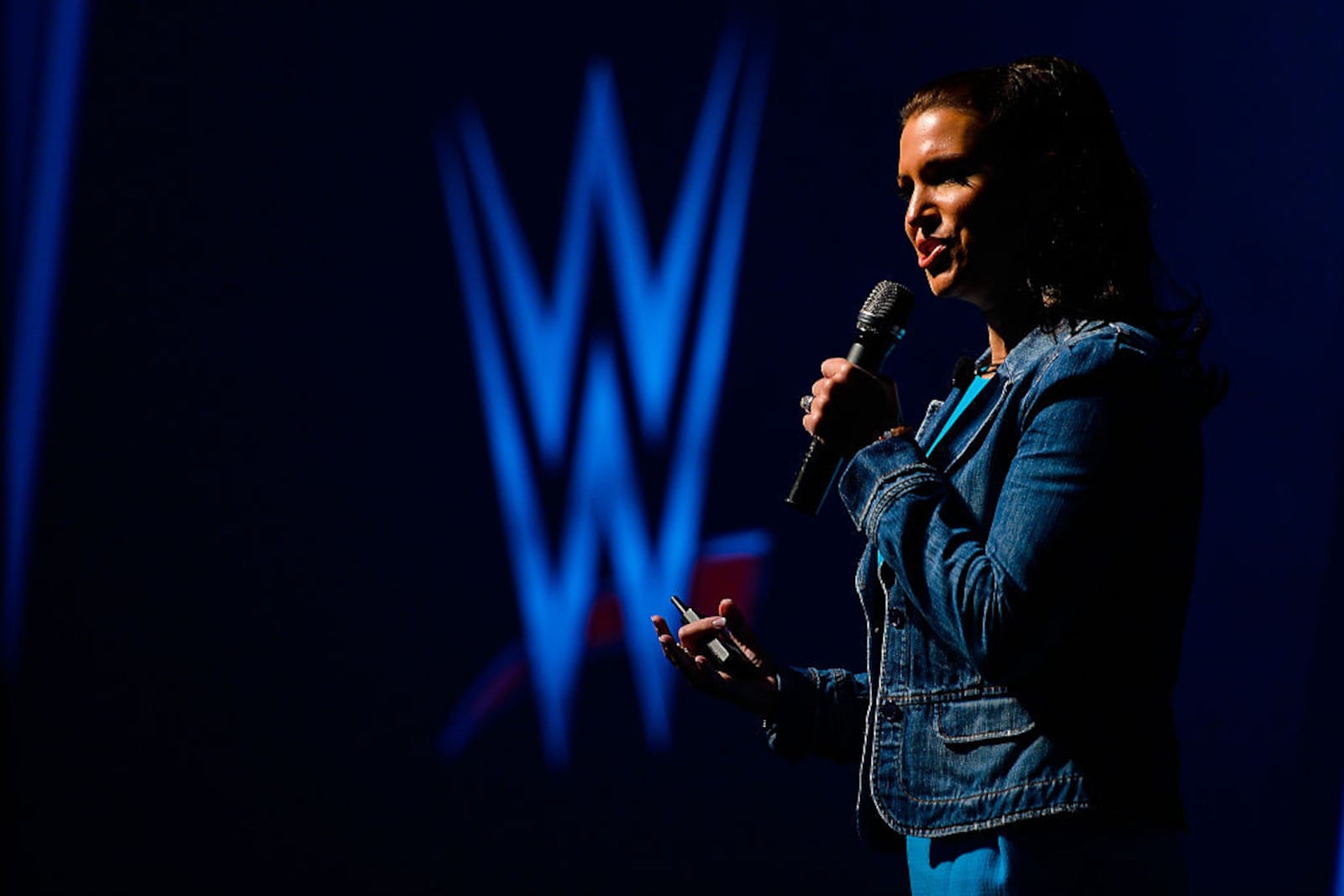 NEW YORK, NY - AUGUST 09:  WWE chief brand officer Stephanie McMahon speaks during the Beyond Sport United event at Barclays Center on August 9, 2016 in the Brooklyn borough of New York City.  (Photo by Alex Goodlett/Getty Images)