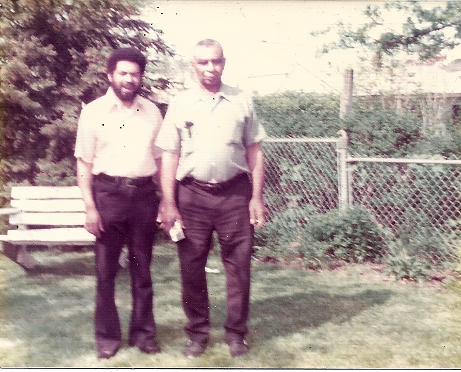 Johnson (L) with his father in their Xenia back yard in the 1970's. The elder Johnson was a huge influence in his son's life.