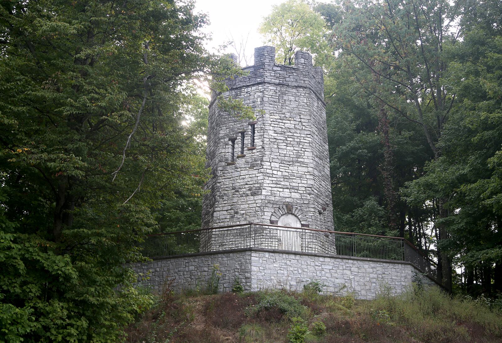 Lookout Tower in Hills & Dales MetroPark was completed in 1941 to provide views of Community Country Club. In 1967 a teenage girl was killed in the tower when lightning struck. Legends persist that the tower is haunted.  LISA POWELL / STAFF