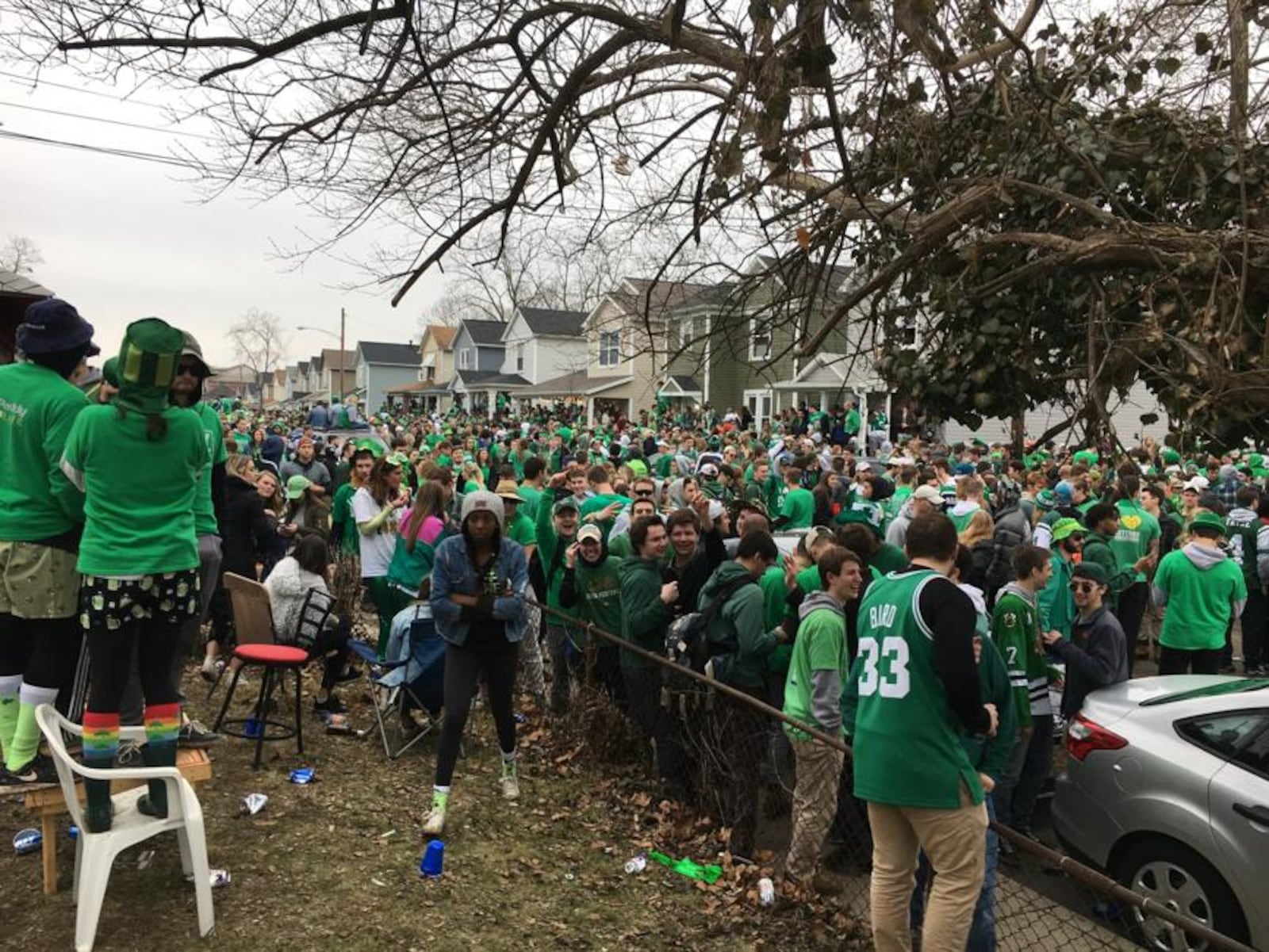 FILE: Police in riot gear dispersed a large crowd that gathered on Lowes Street in Dayton during St. Patrick’s Day celebrations Saturday March 17, 2018. Steve Maguire/Staff