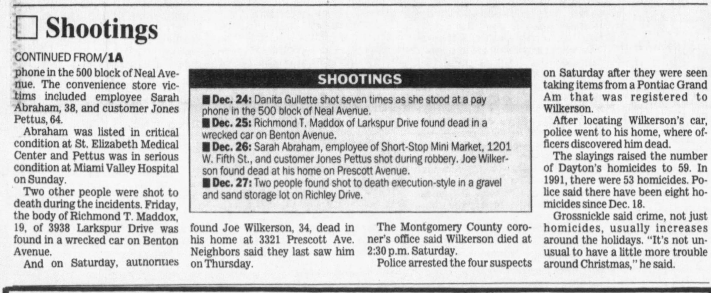 Christmas Killings pages