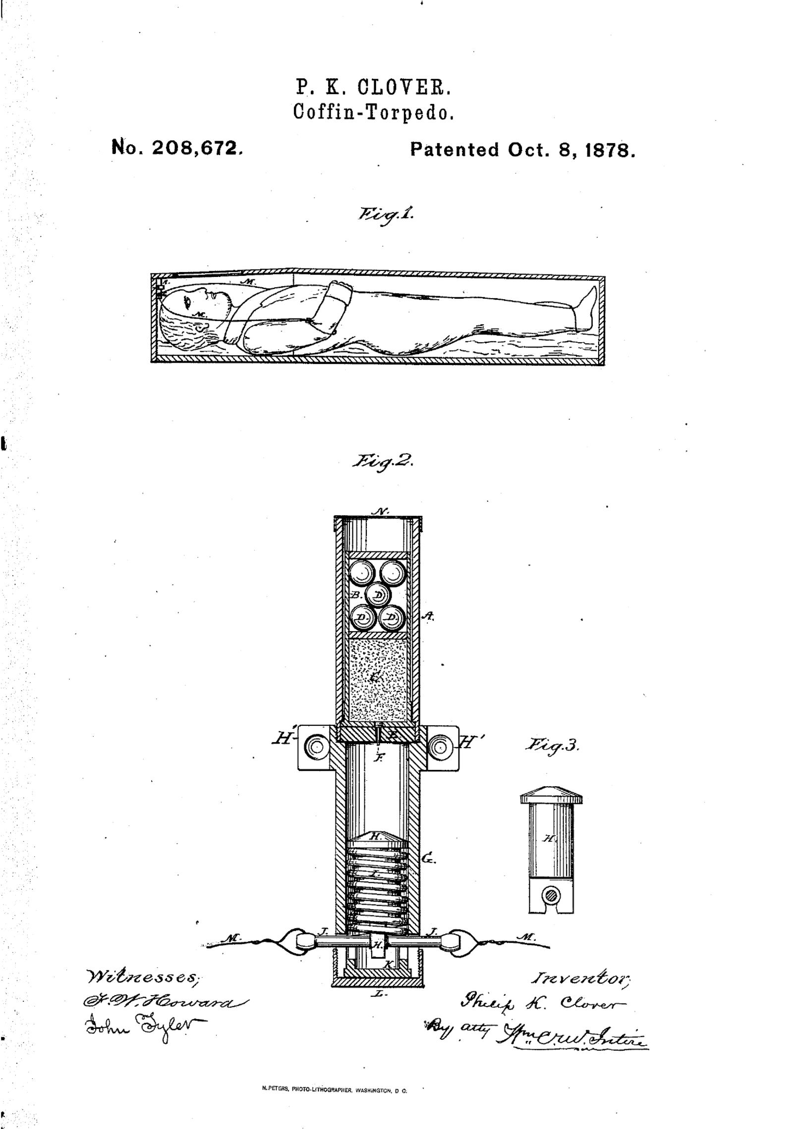 A patent for an invention to stop body snatchers from digging up a corpse.