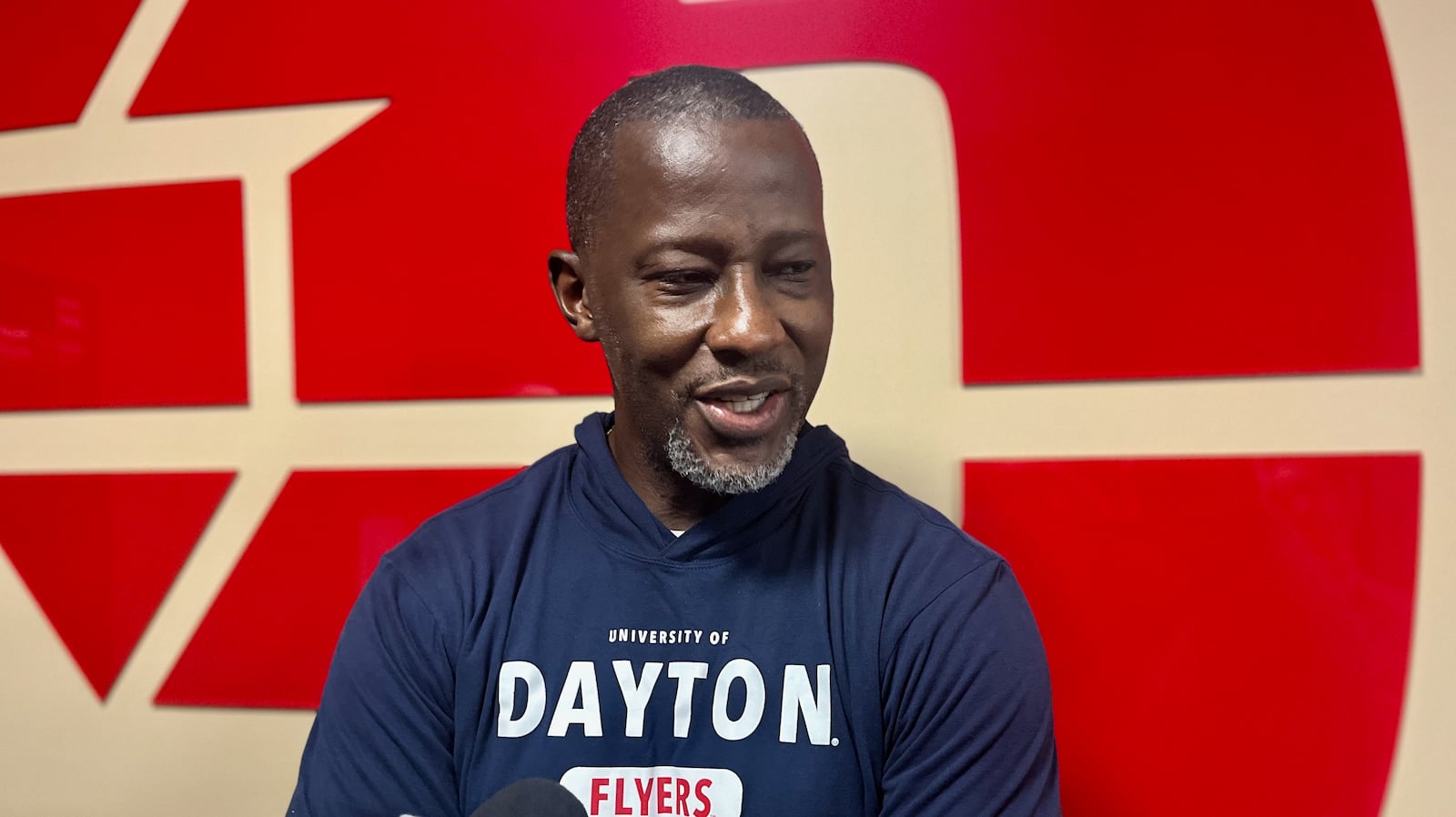 Dayton's Anthony Grant talks to reporters on Wednesday, Sept. 27, 2023, at the Cronin Center. David Jablonski/Staff