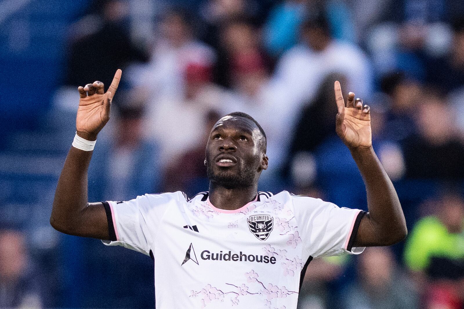 FILE - D.C. United forward Christian Benteke celebrates his goal against CF Montreal during the first half of an MLS soccer match, May 29, 2024, in Montreal. (Christinne Muschi/The Canadian Press via AP, File)