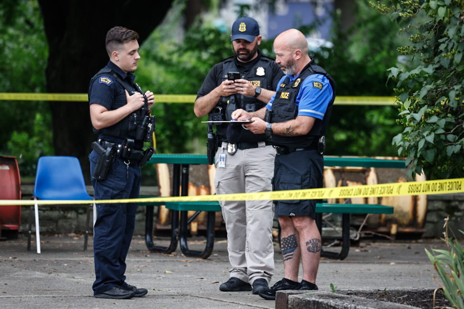 Dayton police are investigating a shooting at Park Manor apartment complex late Wednesday morning on June 26, 2024. JIM NOELKER / STAFF