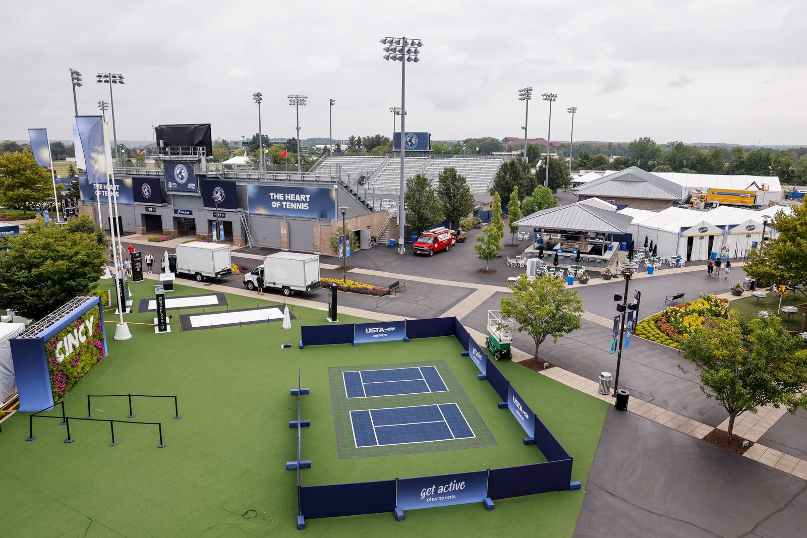 The Cincinnati Open tennis tournament held a media preview day to showcase some newly renovated features, food and drink offerings, special fan areas, new seating, new practice courts, merchandise tent and more Thursday, Aug. 8, 2024 at the Lindner Family Tennis Center in Mason. The tournament runs Aug. 11-19. NICK GRAHAM/STAFF