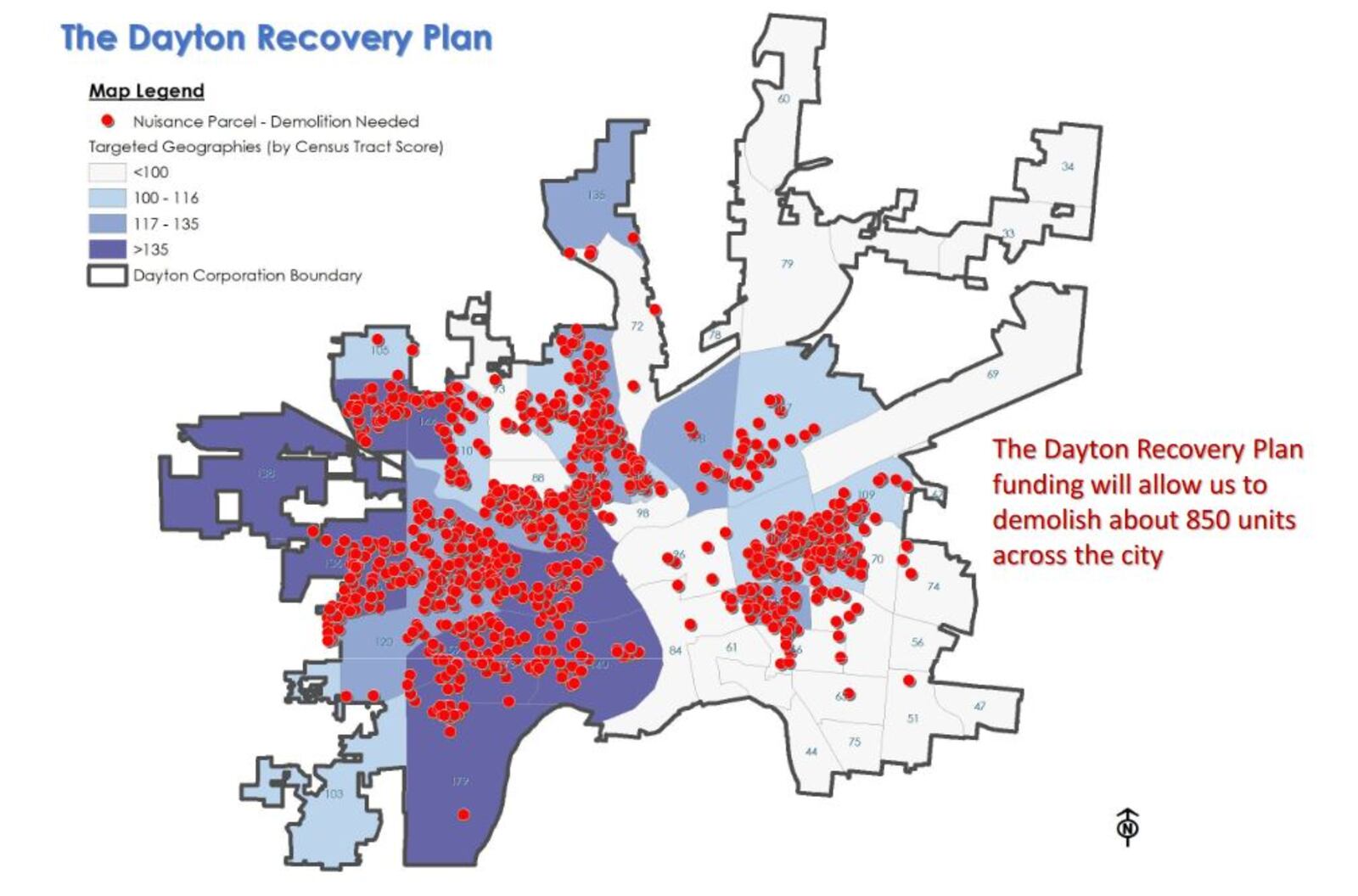 Dayton expects to spend nearly $16 million tearing down 850 housing units using federal rescue funds. CONTRIBUTED