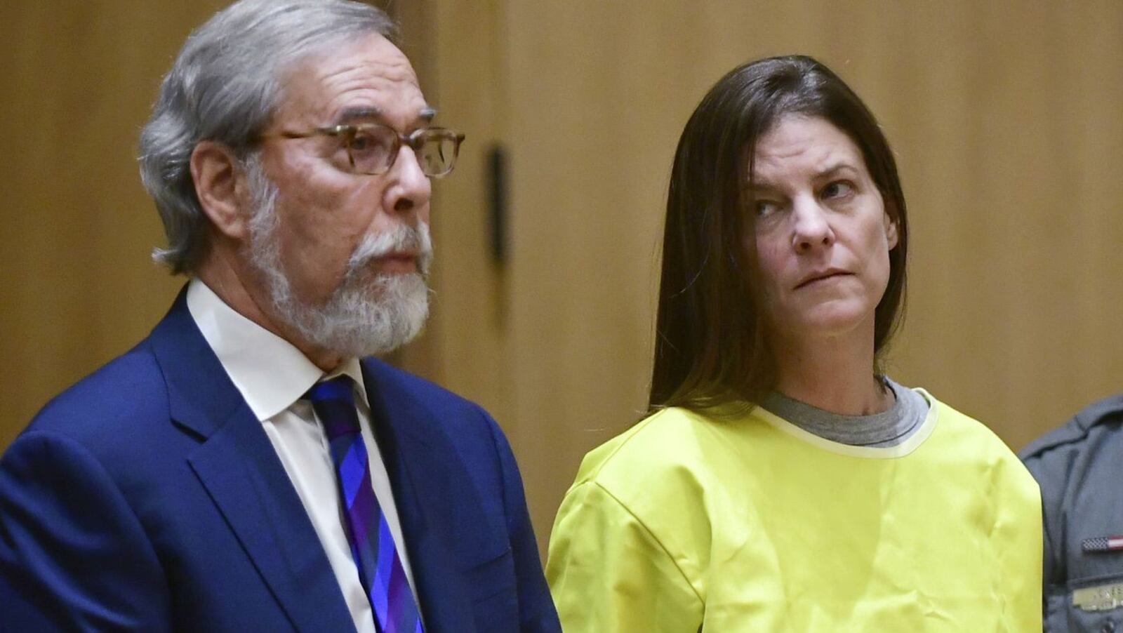 Michelle Troconis, 45, is seen in court Wednesday, Jan. 8, 2020, in Stamford, Conn. Troconis is charged with conspiracy to commit murder in the disappearance and presumed death of her boyfriend’s estranged wife, Jennnifer Dulos, 50, of New Canaan. Dulos was last seen alive May 24, 2019, as she dropped her children off at school. (Erik Trautmann/Hearst Connecticut Media via AP)