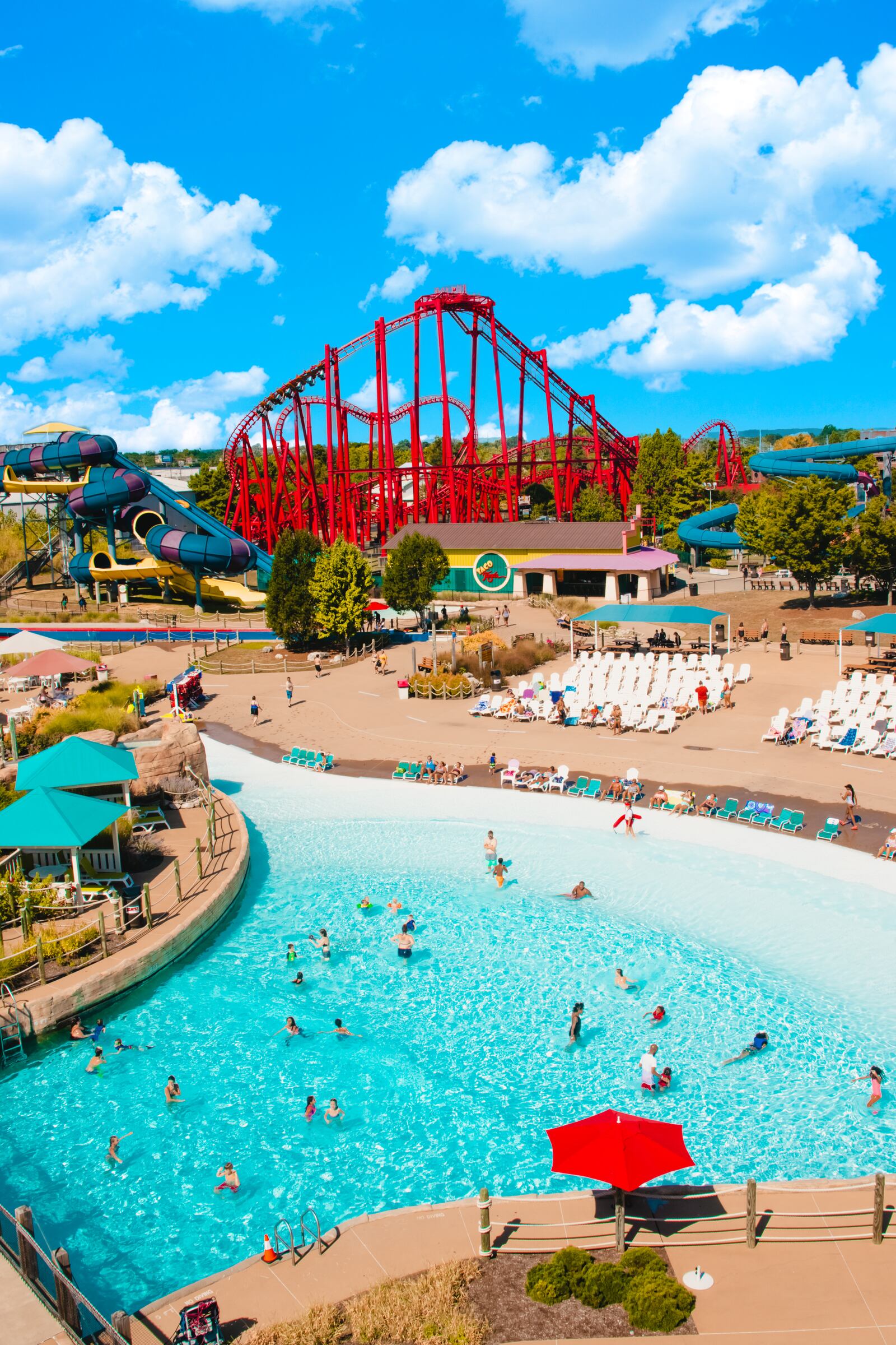 A family wave pool and roller coaster T3 at Kentucky Kingdom.