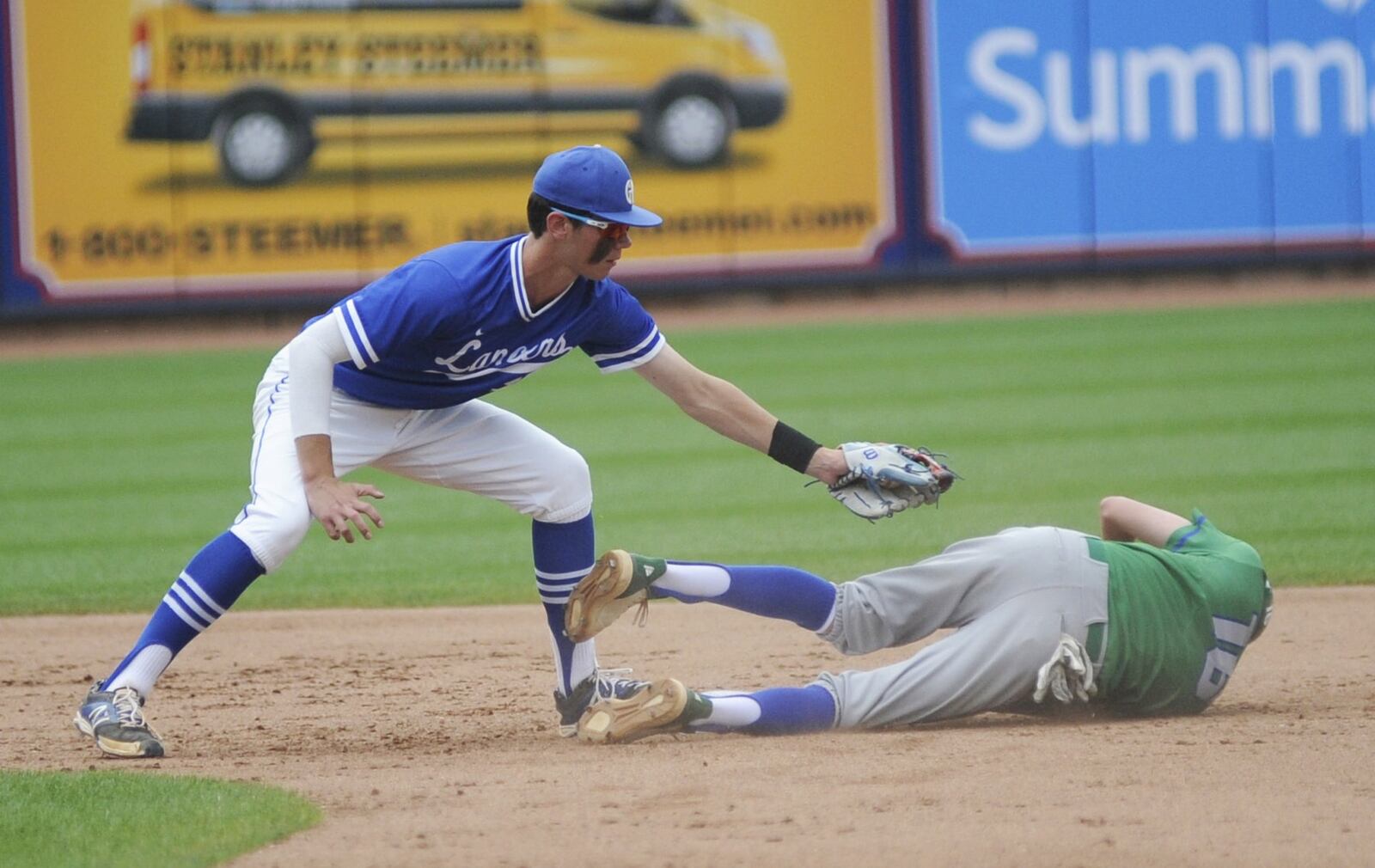 CJ’s Nick Wissman had a stolen base to go with four RBI’s. Chaminade Julienne defeated Gates Mills Gilmour Academy 4-2 to defend its D-II high school baseball state championship at Canal Park in Akron on Sunday, June 9, 2019. MARC PENDLETON / STAFF