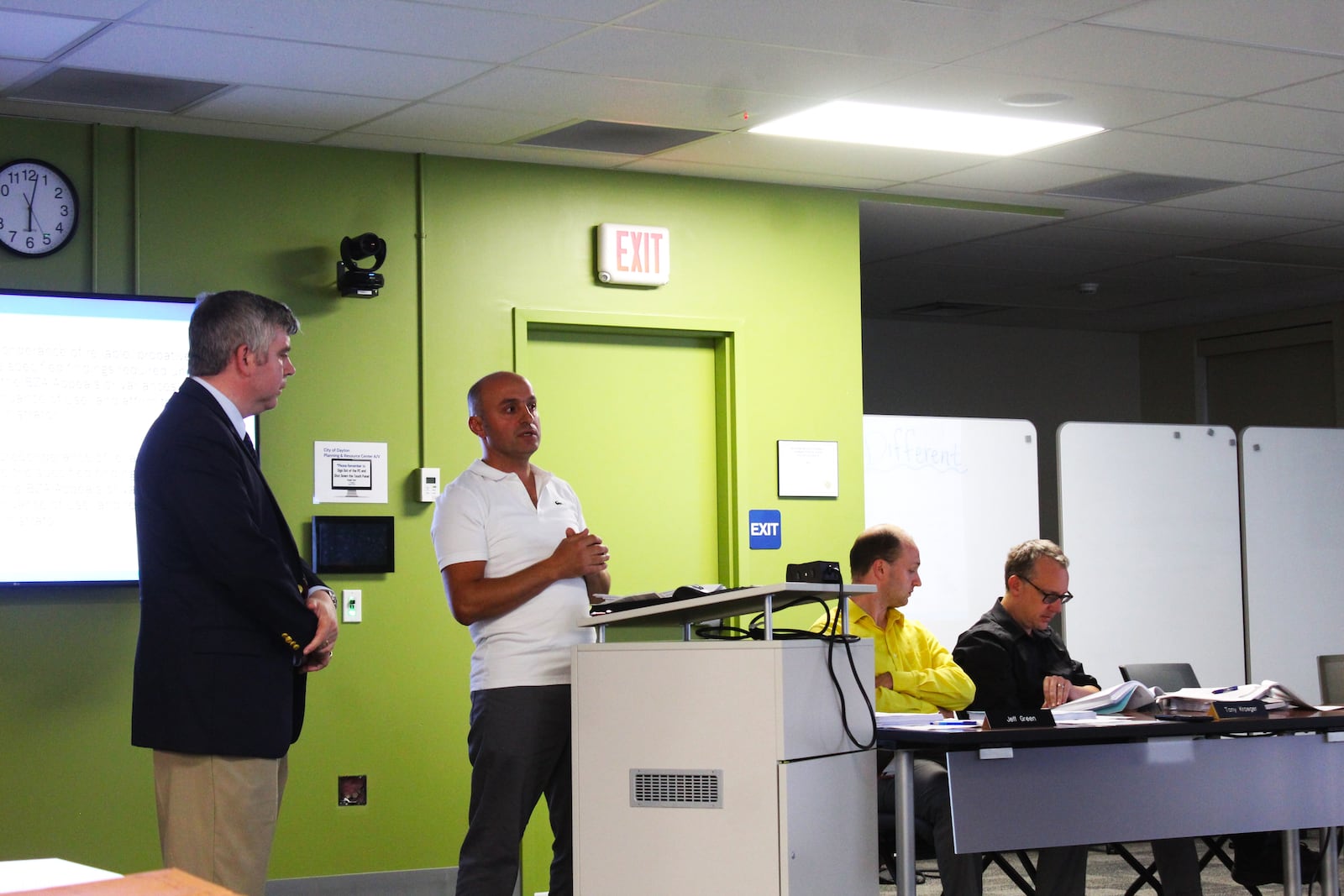 Ziya Kara, the owner of 1801 Valley St. in Dayton, speaks before the Board of Zoning Appeals on Sept. 26, 2023. The board affirmed a zoning administrator's finding that the property cannot be used as junkyard. CORNELIUS FROLIK / STAFF