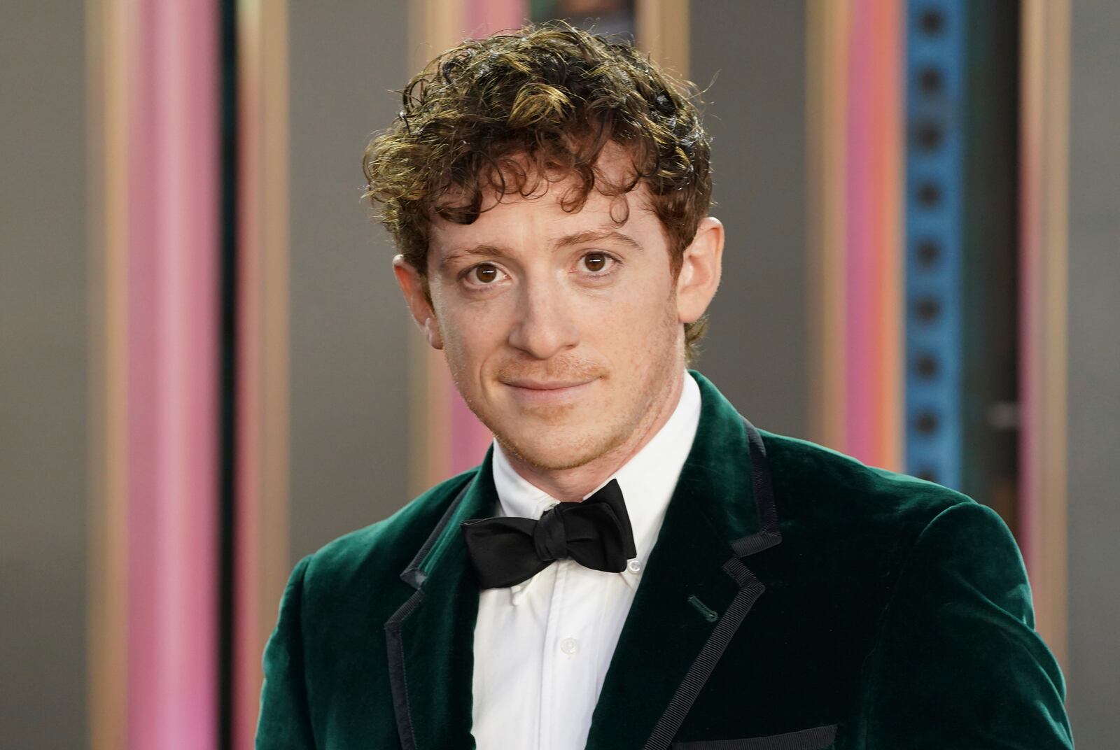 Ethan Slater arrives at the premiere of "Wicked" on Saturday, Nov. 9, 2024, at Dorothy Chandler Pavilion in Los Angeles. (Photo by Jordan Strauss/Invision/AP)