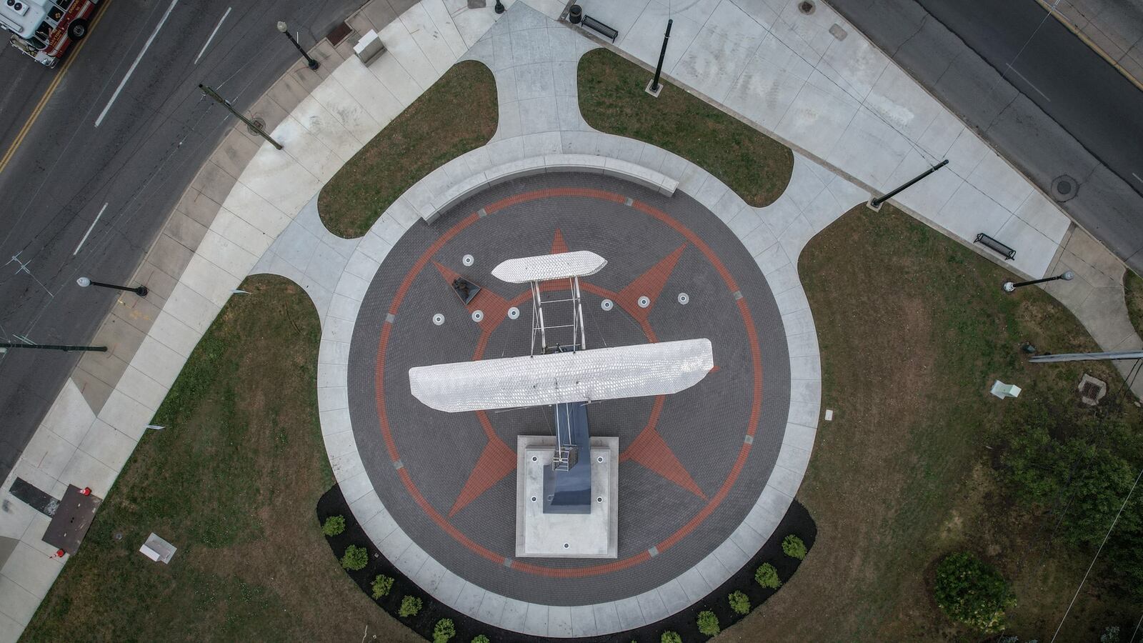 The Wright Flyer III sculpture was moved from Monument Avenue to the intersection of Edwin C Moses and West Third Street near the Third Street bridge. The ribbon cutting was held on Wednesday June 14, 2023. JIM NOELKER/STAFF