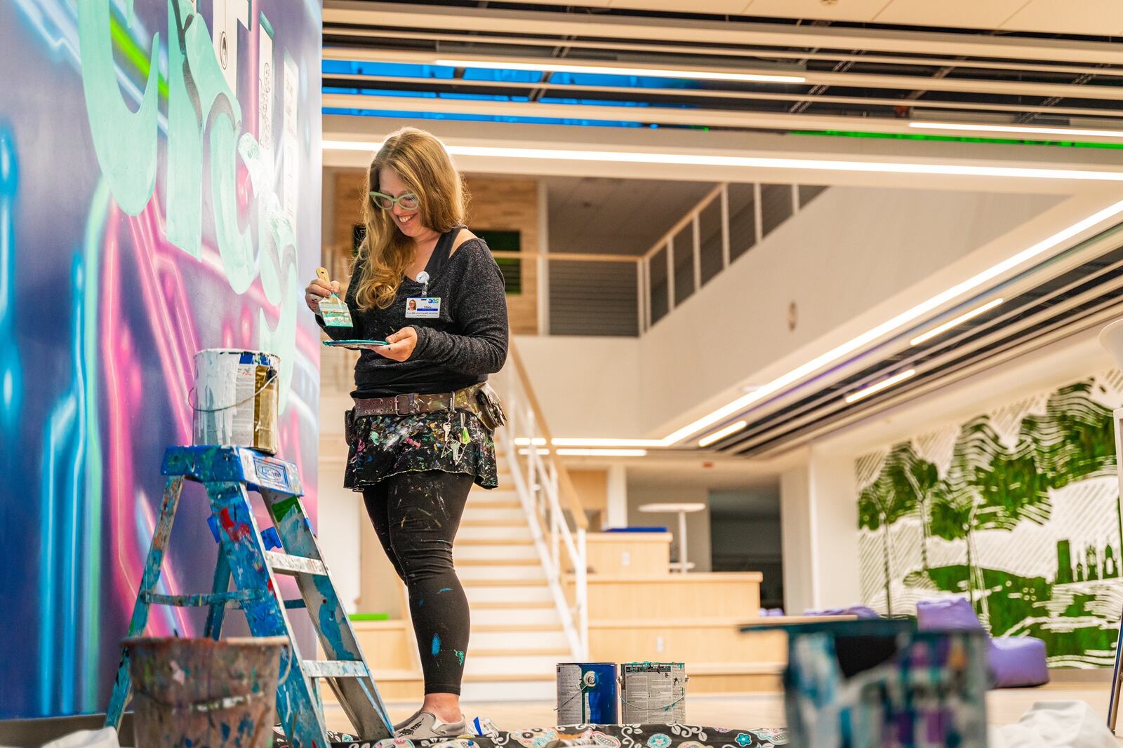 Dayton artist Tiffany Clark, founder of the Mural Machine, was commissioned to create a mural for AES Ohio's new Smart Operations Center.