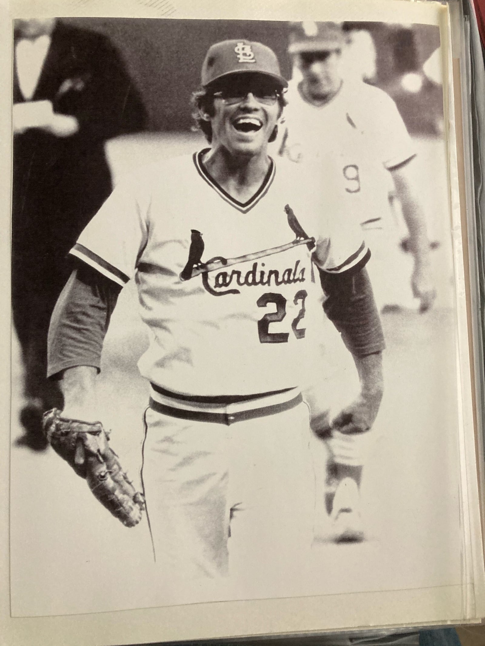 A jubilant Buddy Schultz  -- usually a reliever -- coming off the field to a standing ovation at Busch Stadium on June 28, 1977 after making his first Major League start with the St. Louis Cardinals.  He held the Pittsburgh Pirates to one run in 7.1 innings. CONTRIBUTED