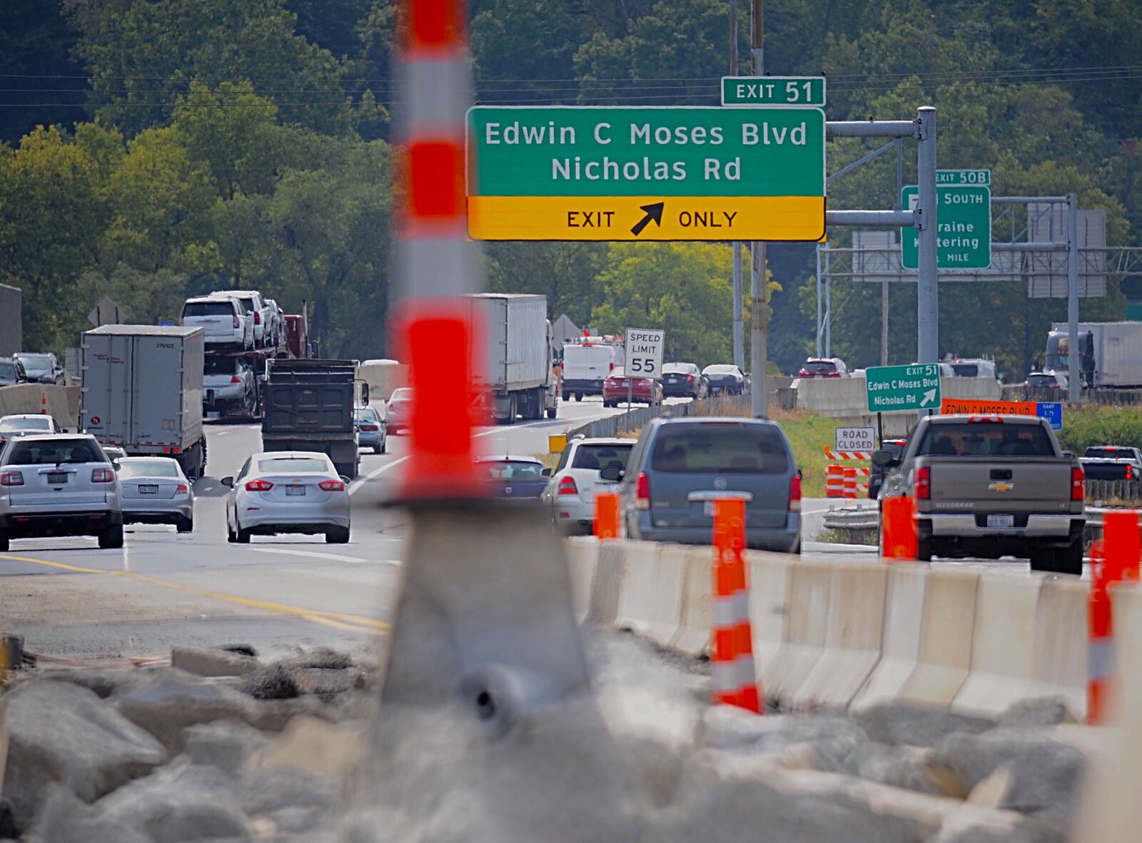 Starting Sept. 30, 2020, travelers can expect traffic pattern changes and lane closures on Interstate 75 as a result of bridge repairs over Edwin C. Moses Boulevard and Carillon Boulevard that will continue well into 2021. The Ruhlin Company, contracted by the Ohio Department of Transportation, will replace bridge decks and remove the U-turn lane from Edwin C. Moses Boulevard.