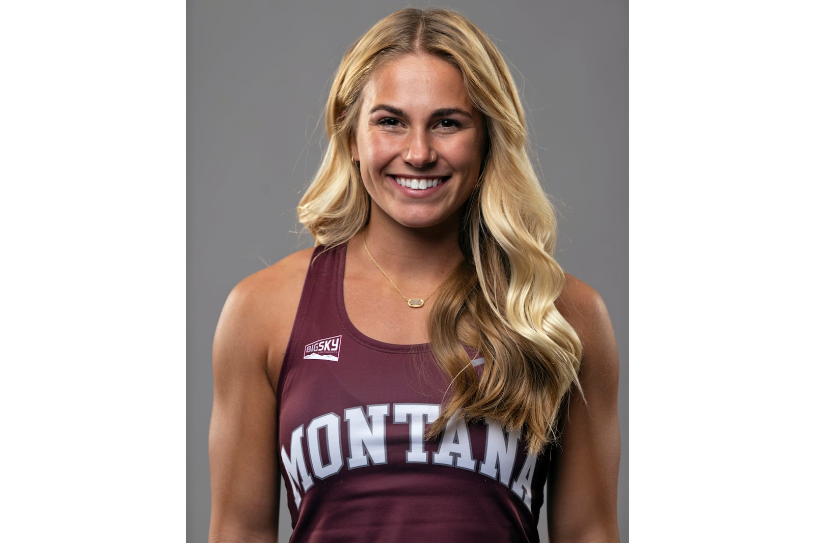 This handout provided by the University of Montana Athletic Department shows track athlete Lily Meskers, Friday, Oct. 18, 2024, in Missoula, Montana. (Ryan Brennecke/University of Montana via AP)