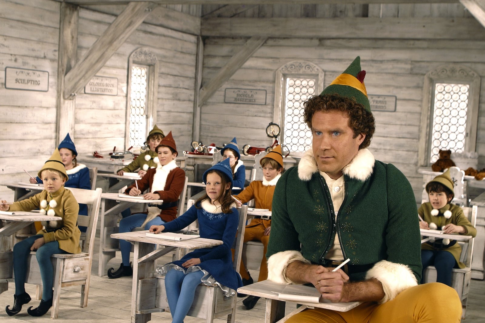 Will Ferrell (right) stars as 'Buddy' the Elf in New Line Cinema's film "Elf." Dayton Philharmonic Orchestra will present "Elf in Concert" Nov. 22-23 at the Schuster Center. (Photo: ©2003 Alan Markfield/New Line Productions)