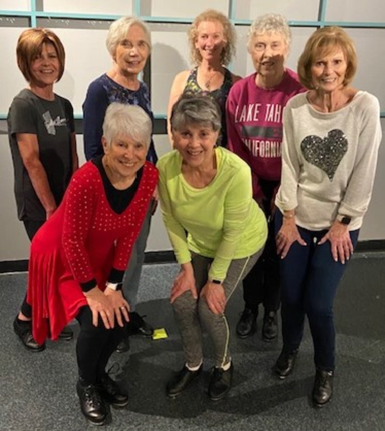 The Senior Sensations tap dance troupe includes (front row, kneeling) Susie Todd, Sherry Wimmers and Sandy Christie. Back row: Phyllis Treat, Judy Servaites, choreographer Jodi Quinn and Helen Terrell. CONTRIBUTED