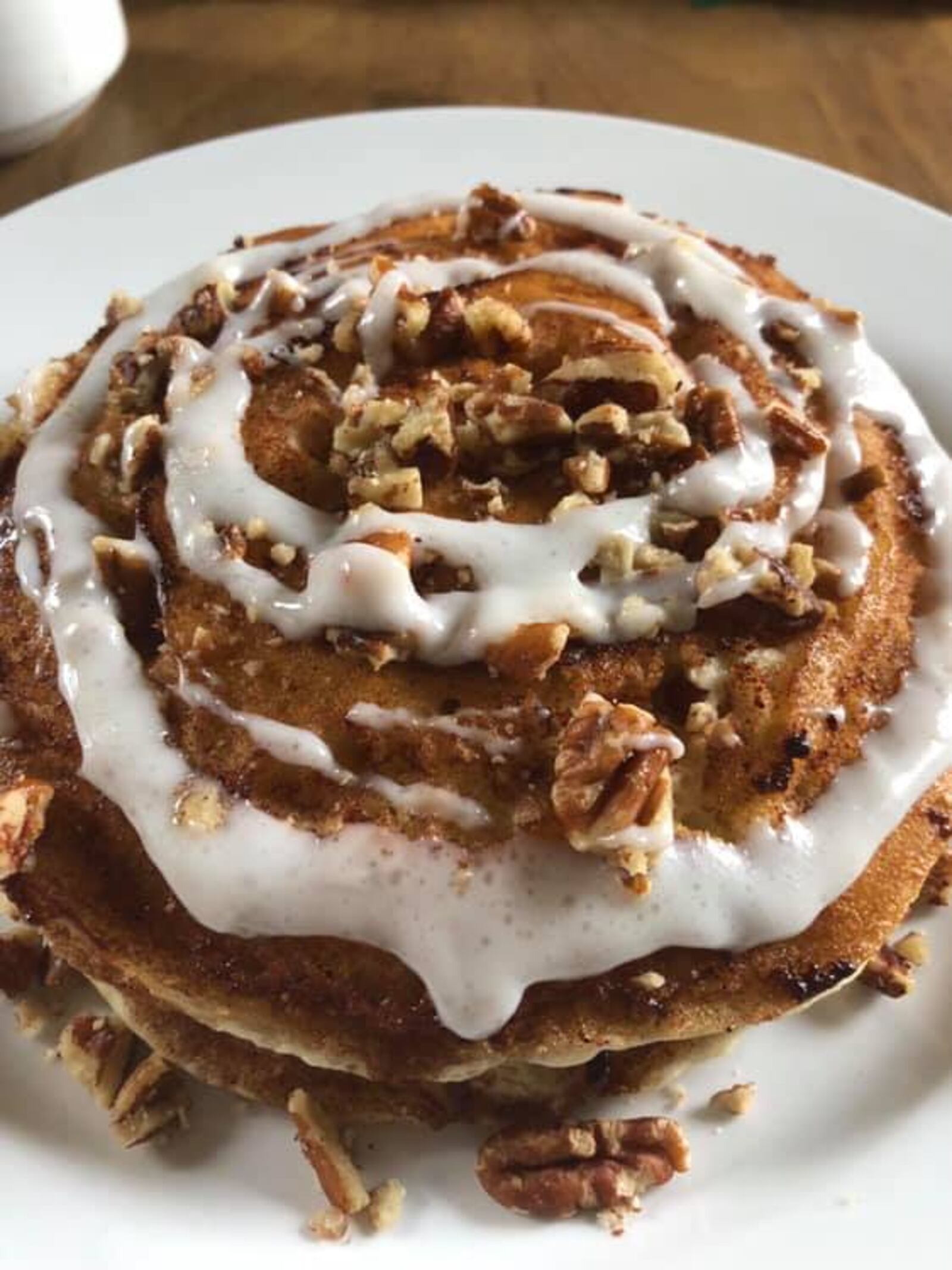 Pecan Cinnamon Roll Pancakes at Butter Cafe.