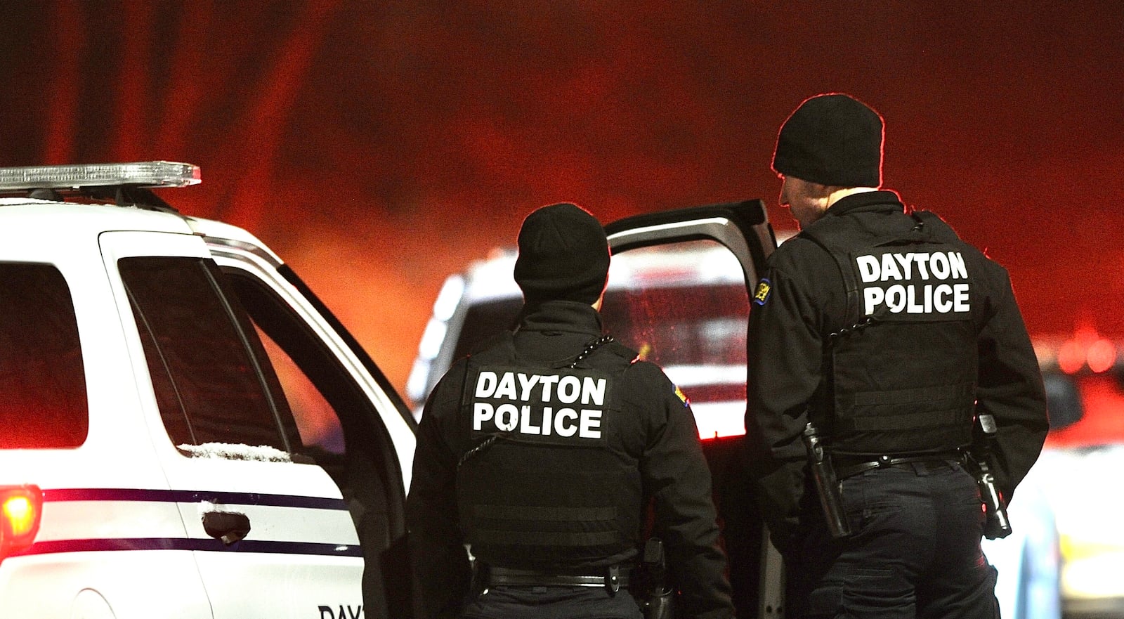 SWAT officers from the Dayton Police Department assisted the Riverside Police Department at the scene of a triple shooting Monday night, Jan. 17, 2022, at 4525 Richland Drive In Riverside. Two people were killed and a third person is expected to recover. MARSHALL GORBY \STAFF