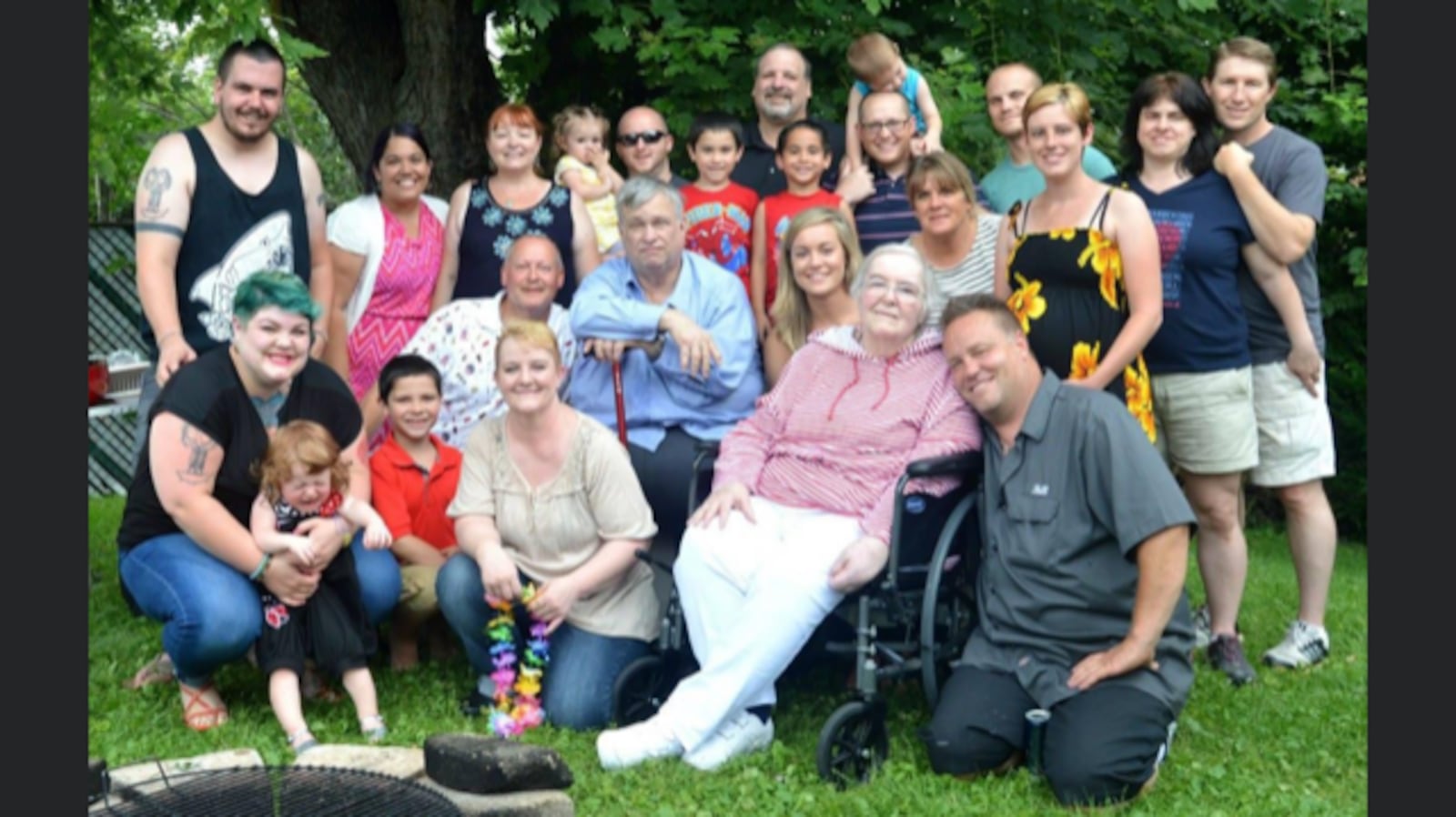 Sherry Agnos' family surprised her on her 75th birthday by "kidnapping" her from her nursing home for a large family party including her husband, her three children, five grandkids and nine great-grandkids. Her family hopes it is safe by August to celebrate her 81st birthday in a similar manner. Submitted photo.