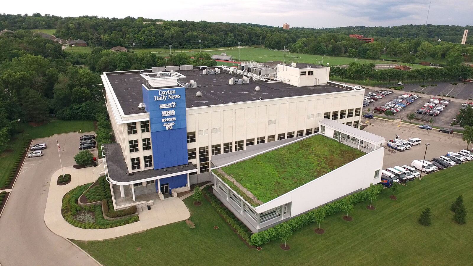 The Cox Media Group Ohio building is a former NCR building.   NCR is moving into its second headquarters building located in Atlanta since leaving Dayton in 2009.   TY GREENLEES / STAFF