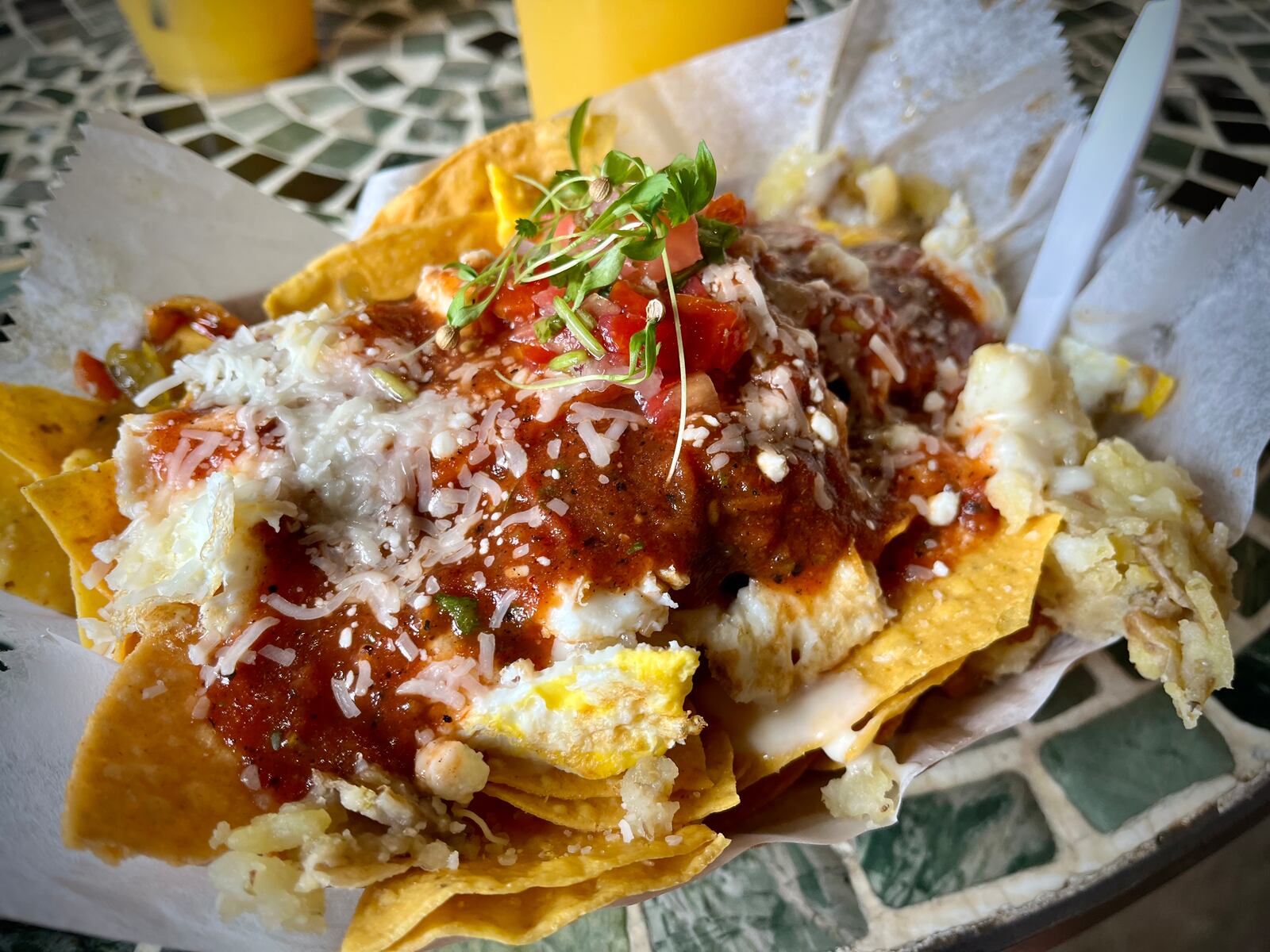 Napales Mexican Street Food has a Breakfast Bowl with scrambled eggs, sauteed peppers, potato hash, queso and salsa. NATALIE JONES/STAFF