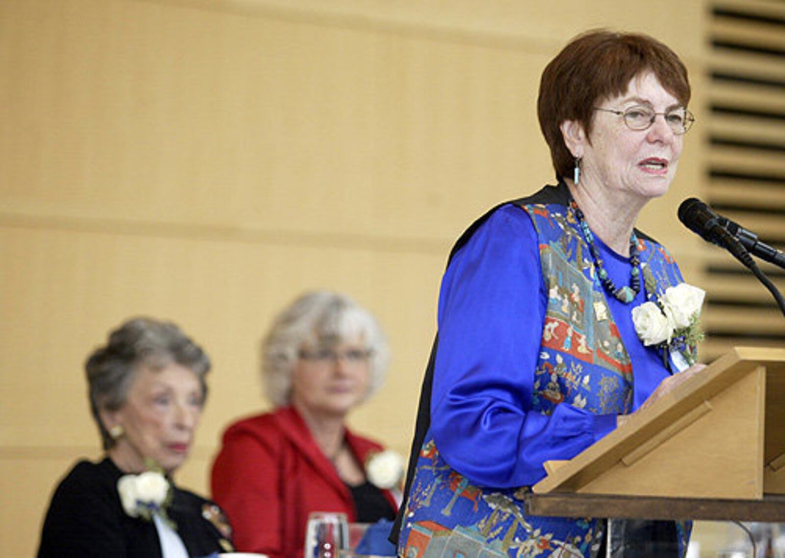 Christine Dull, Founder of the Dayton International Peace Museum, speaks at the 46th Annual Dayton Daily News 2008 Ten Top Women Awards held Thursday Dec. 4 at the Schuster Center in downtown Dayton. More than 400 Miami Valley women who have contributed and made the area a better place to live, have been honored since the event began.